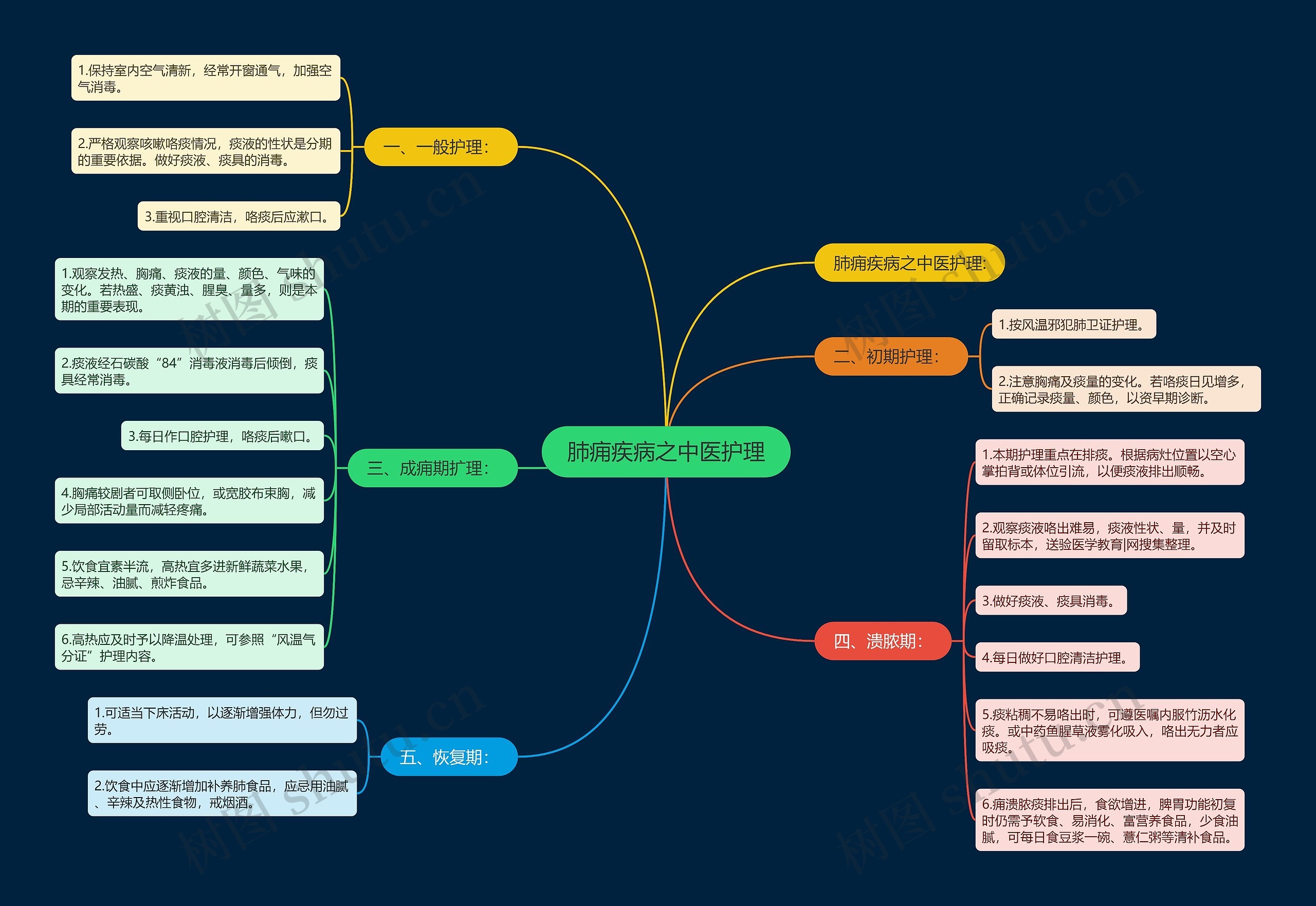 肺痈疾病之中医护理思维导图