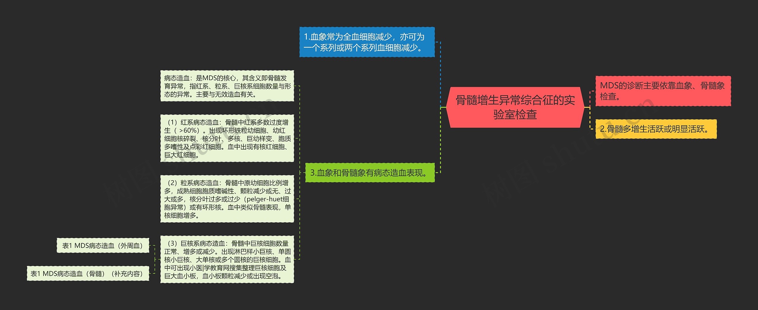 骨髓增生异常综合征的实验室检查思维导图