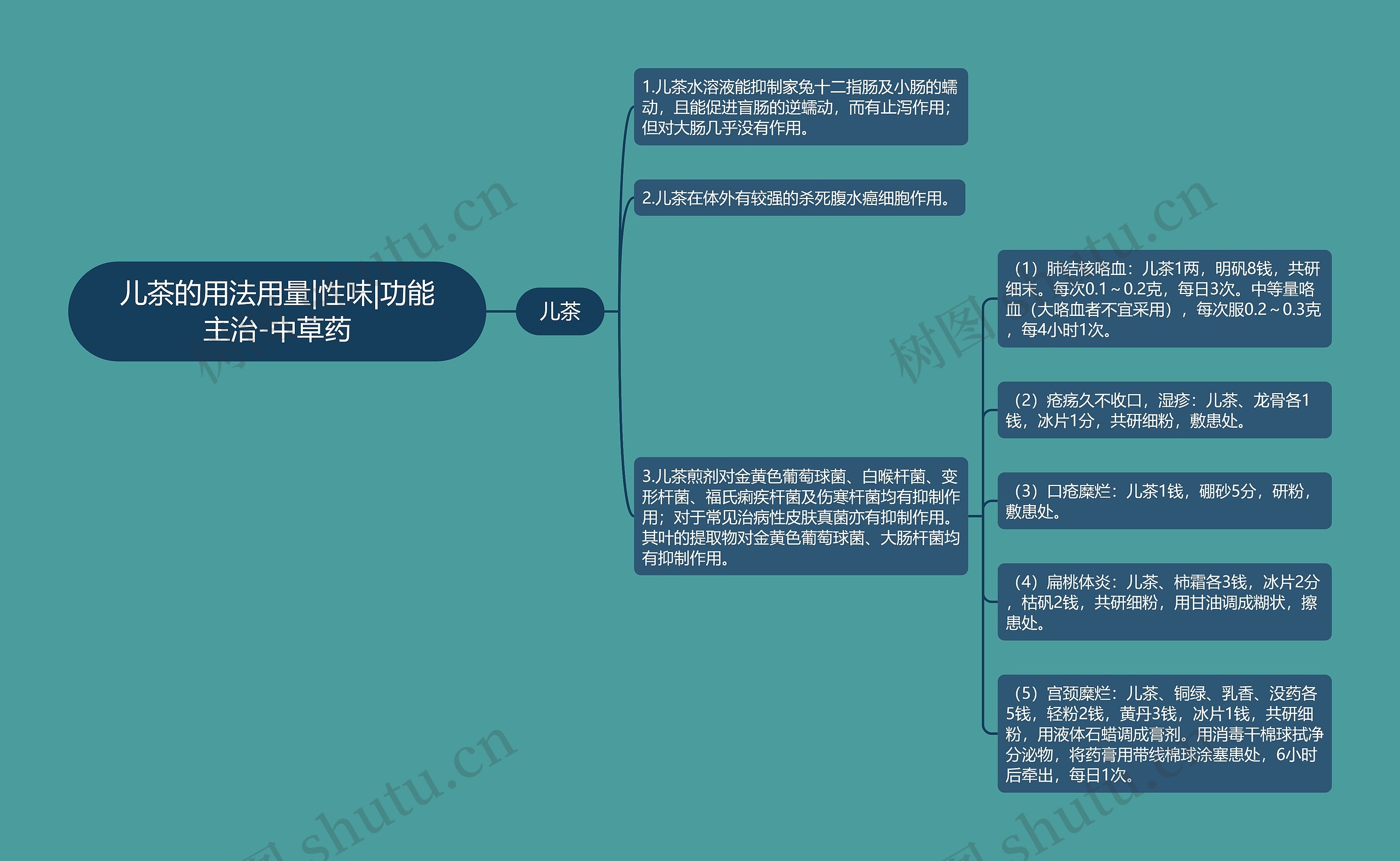 儿茶的用法用量|性味|功能主治-中草药思维导图