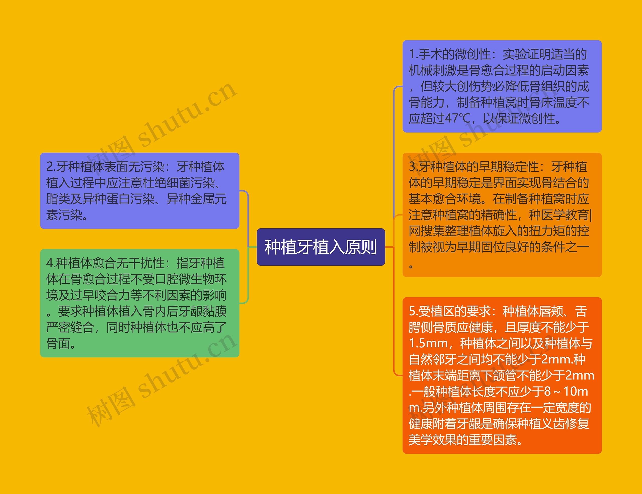 种植牙植入原则思维导图