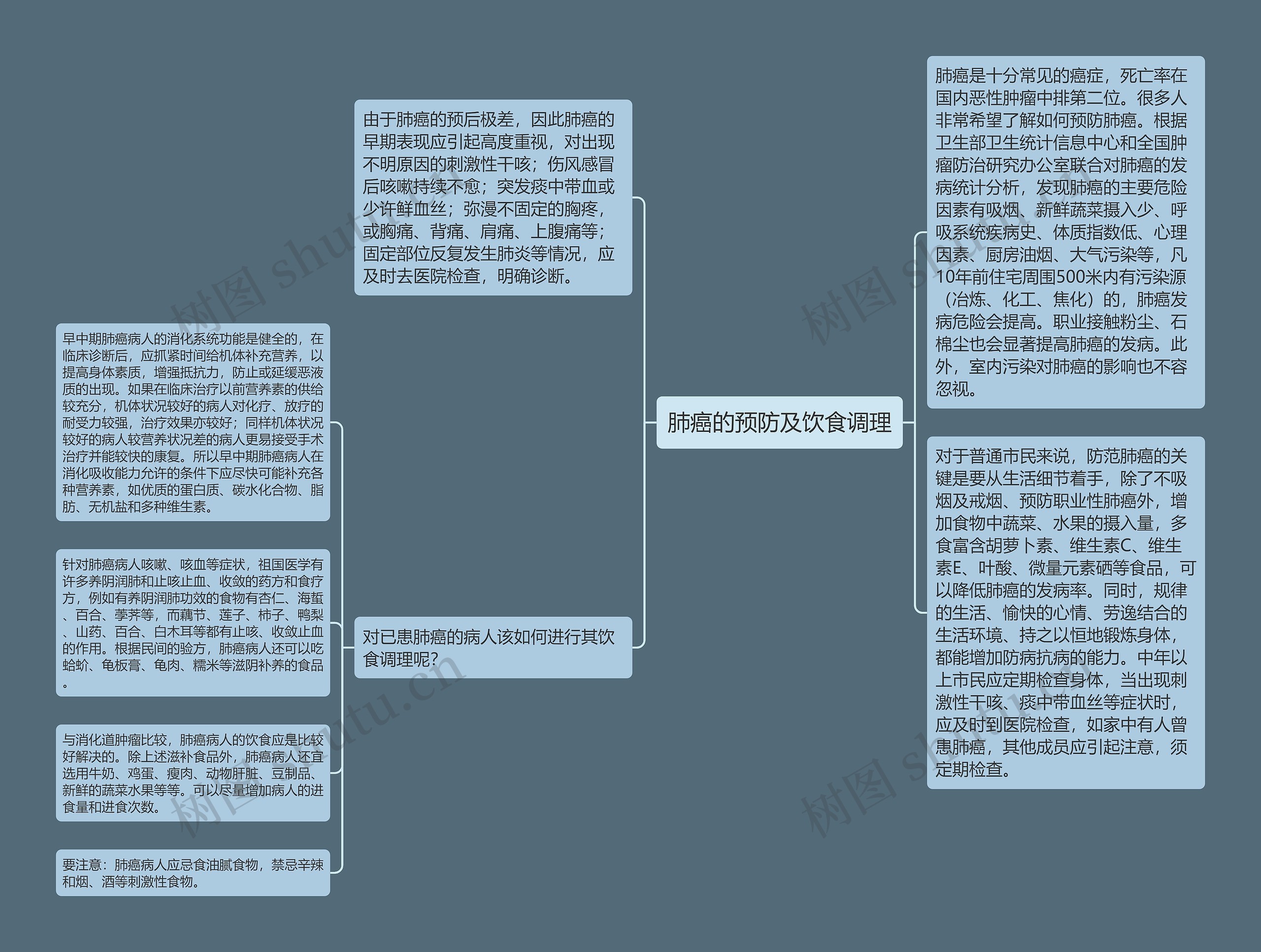 肺癌的预防及饮食调理思维导图