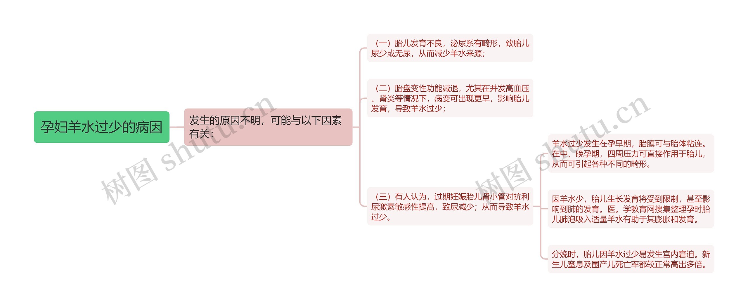 孕妇羊水过少的病因思维导图