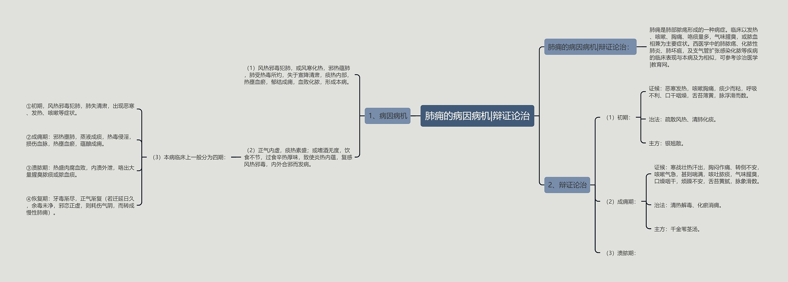 肺痈的病因病机|辩证论治思维导图