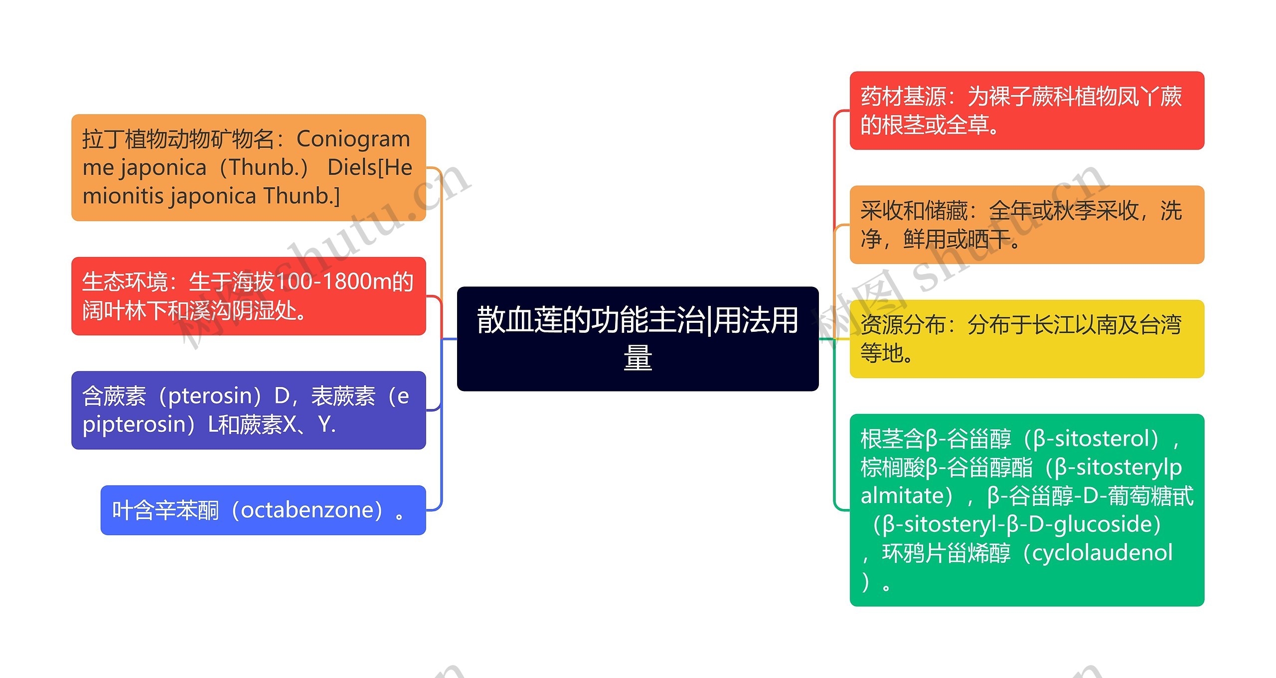 散血莲的功能主治|用法用量思维导图