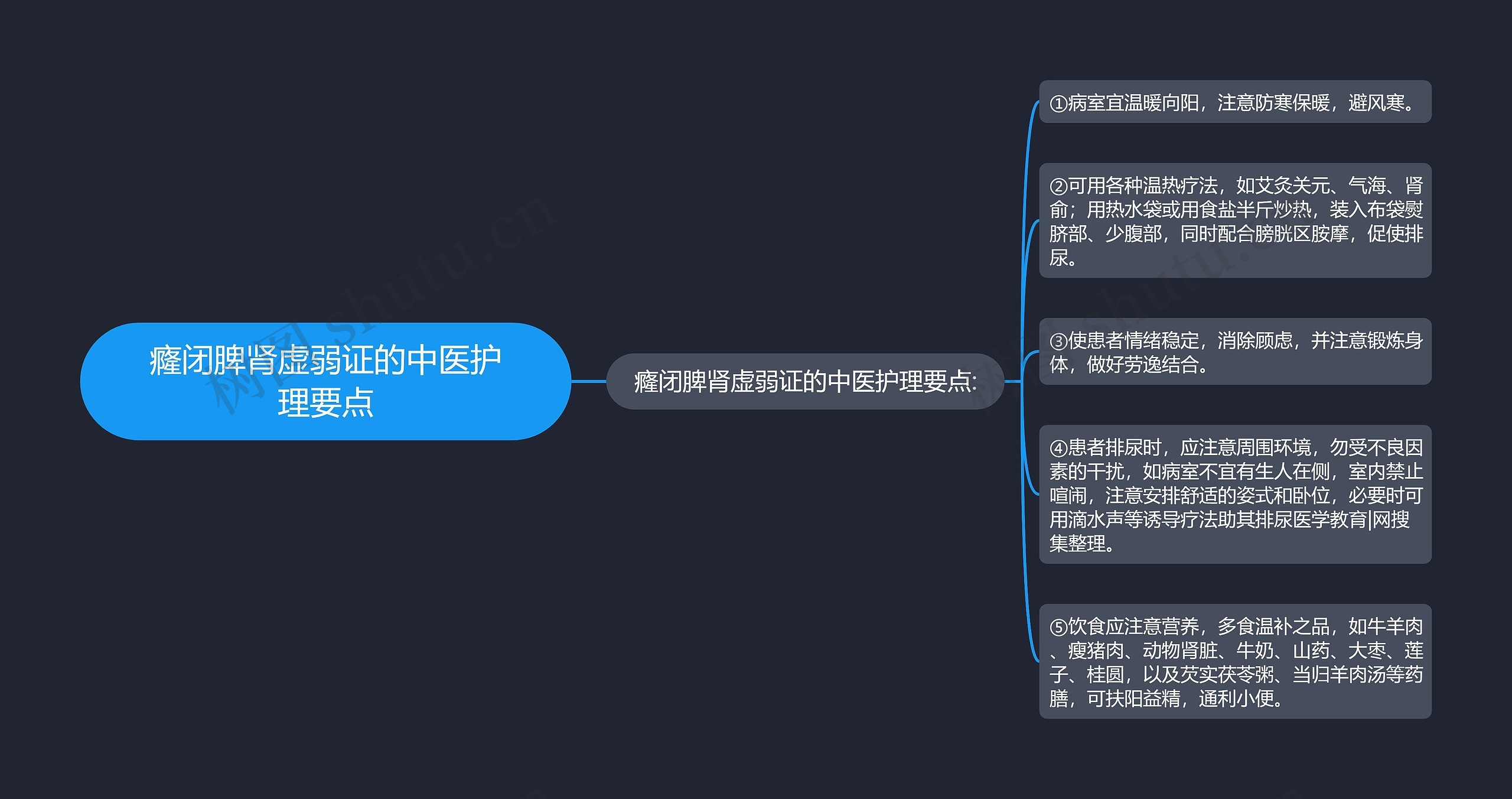 癃闭脾肾虚弱证的中医护理要点思维导图