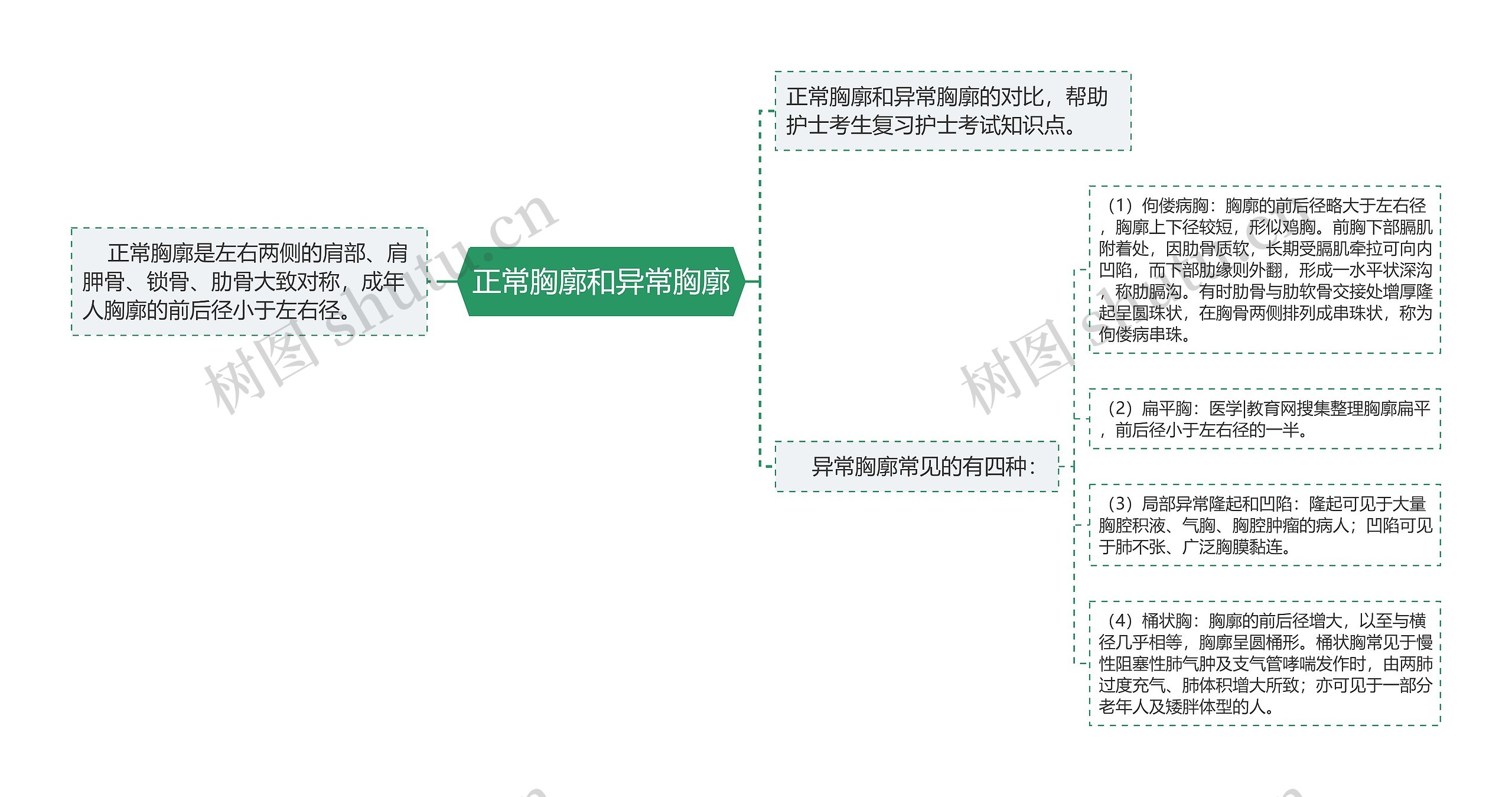 正常胸廓和异常胸廓思维导图