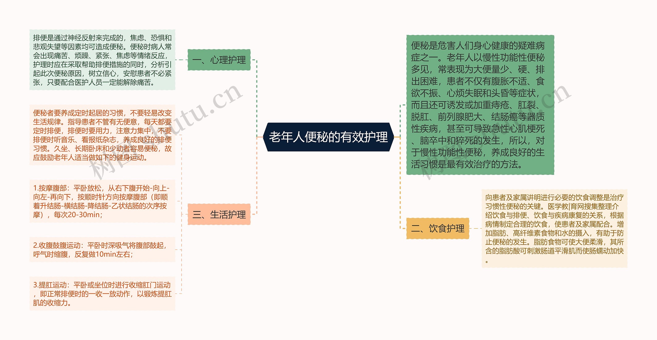 老年人便秘的有效护理思维导图