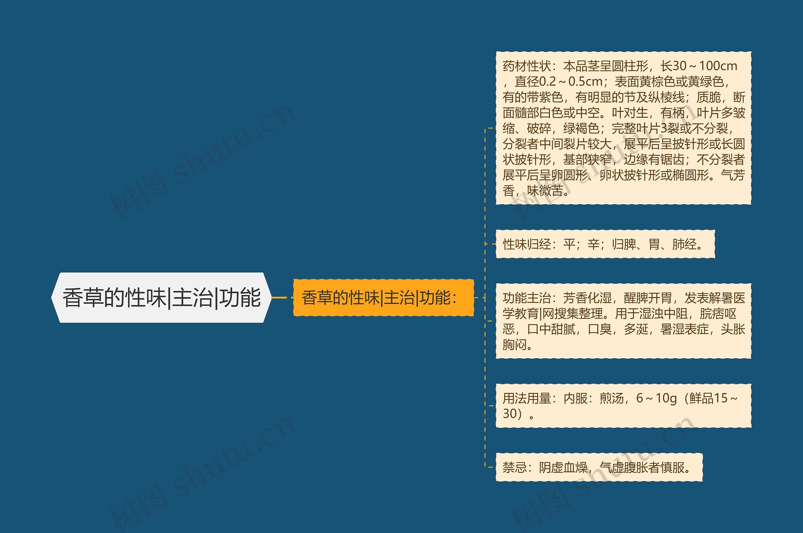 香草的性味|主治|功能思维导图高清图 香草的性味|主治|功能思维导图