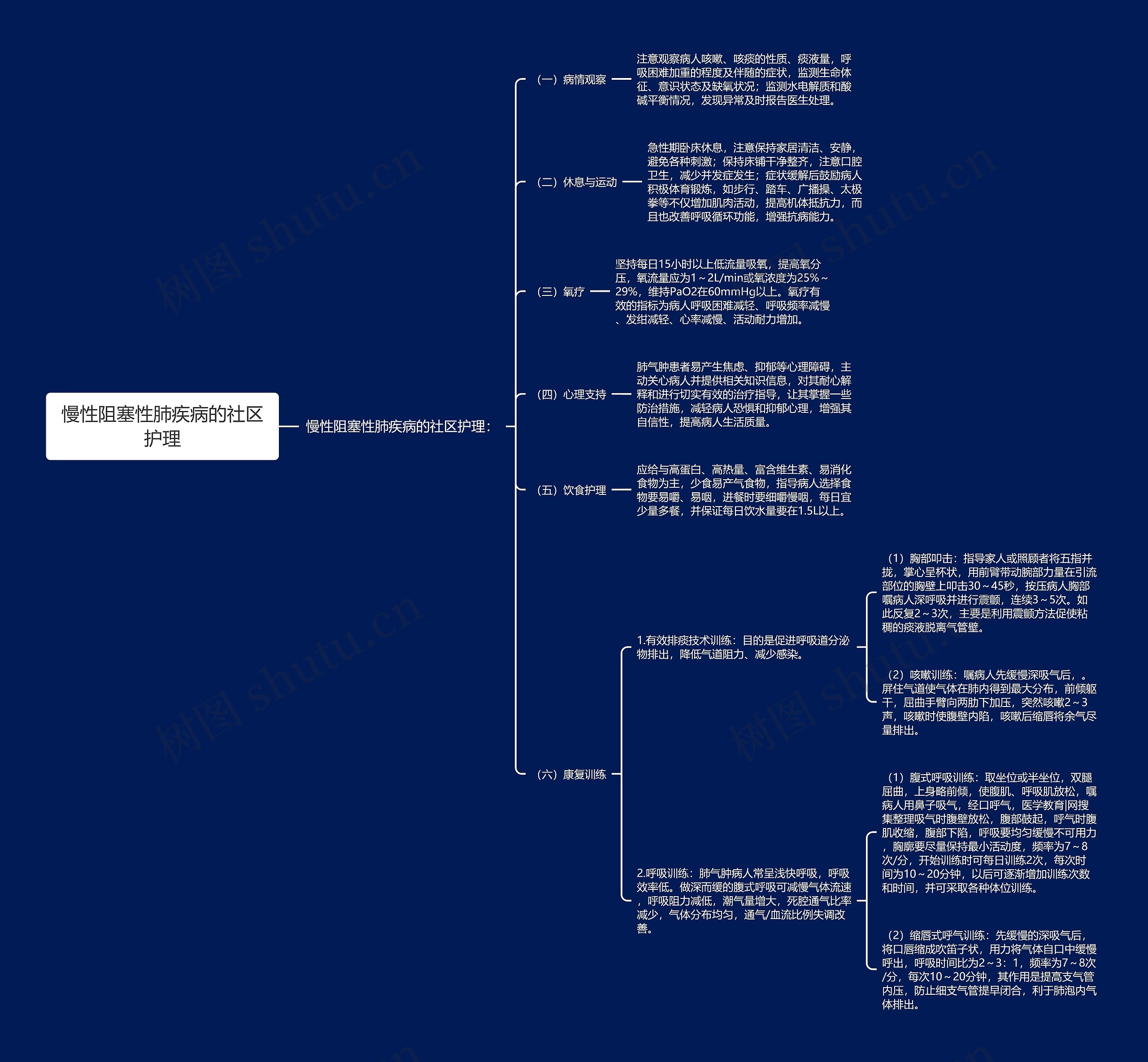 慢性阻塞性肺疾病的社区护理思维导图
