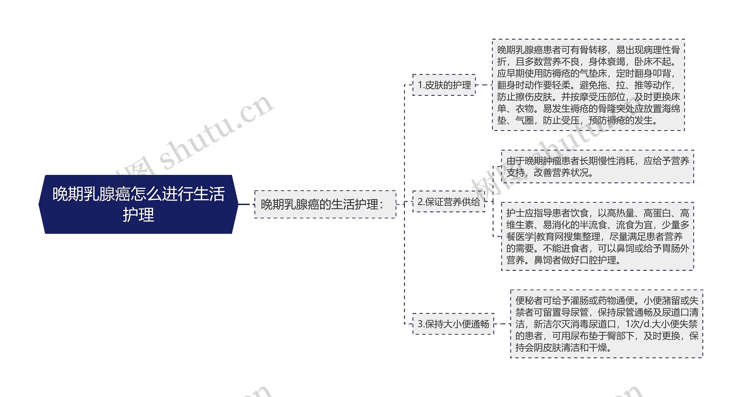 晚期乳腺癌怎么进行生活护理思维导图