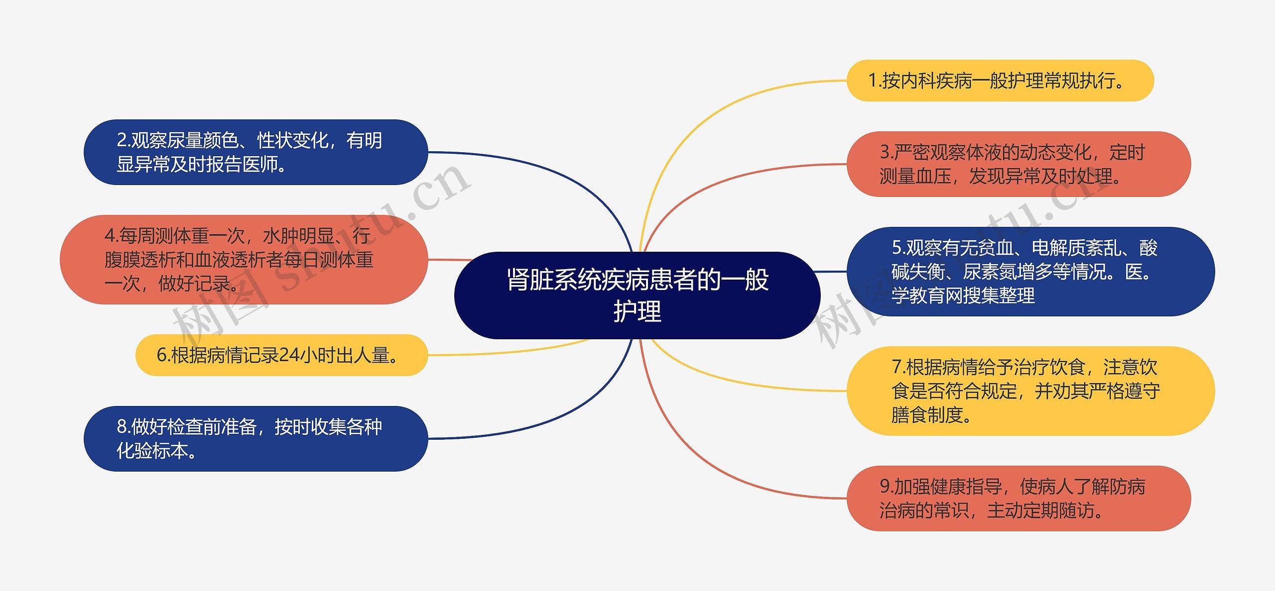 肾脏系统疾病患者的一般护理思维导图