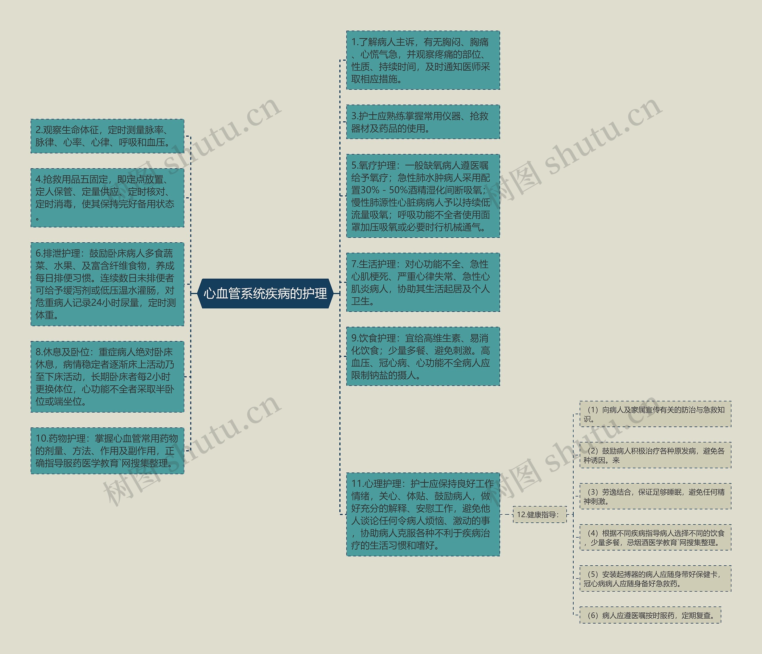 心血管系统疾病的护理思维导图