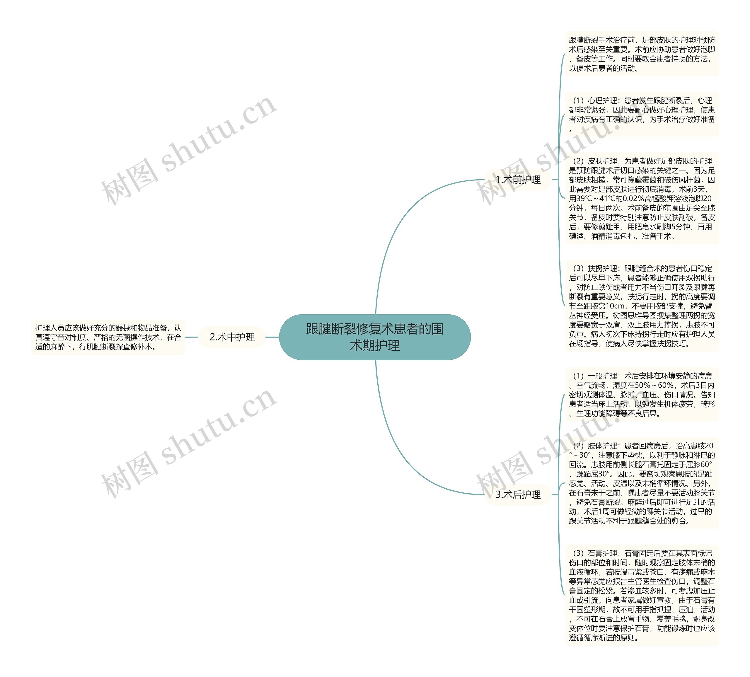 跟腱断裂修复术患者的围术期护理思维导图