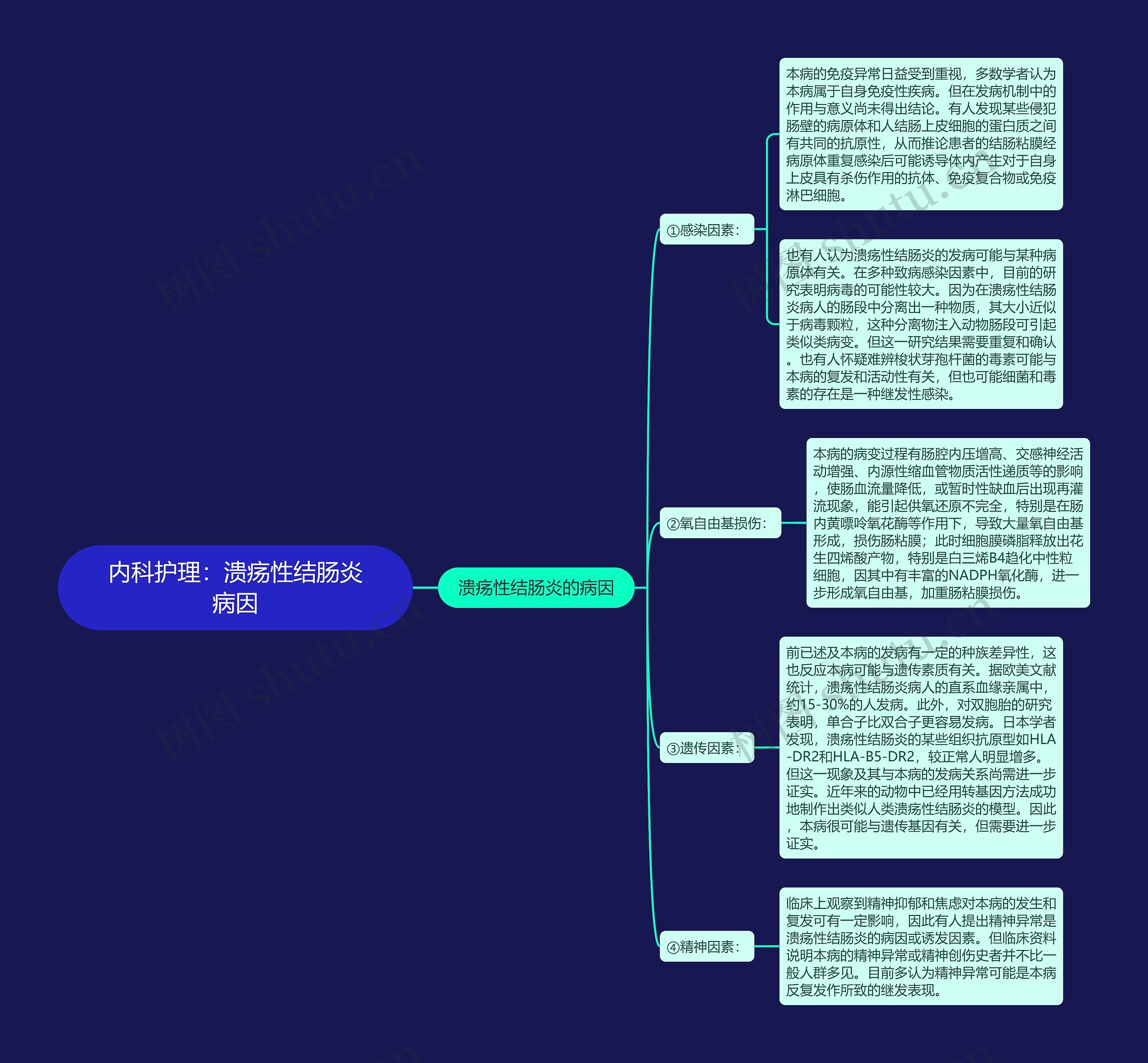 内科护理：溃疡性结肠炎病因思维导图