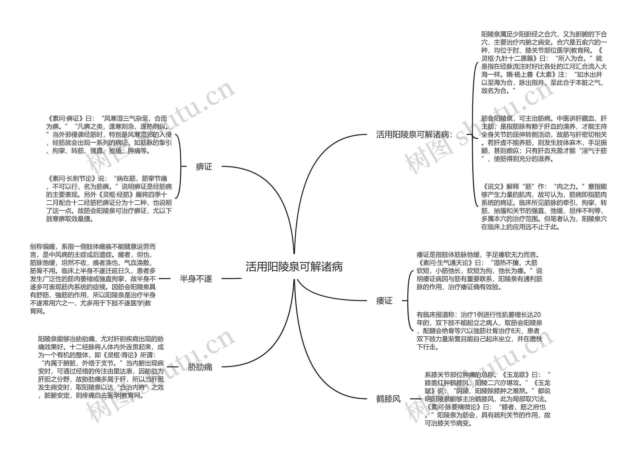 活用阳陵泉可解诸病思维导图