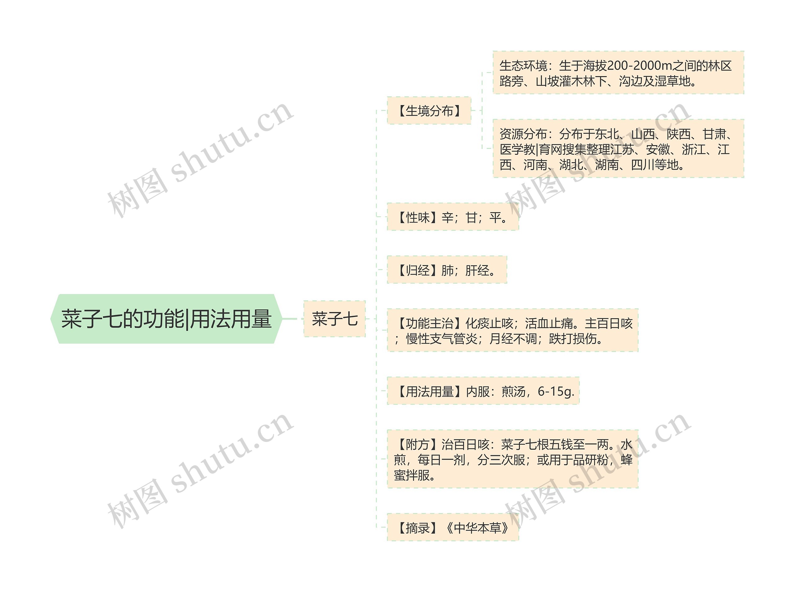 菜子七的功能|用法用量思维导图