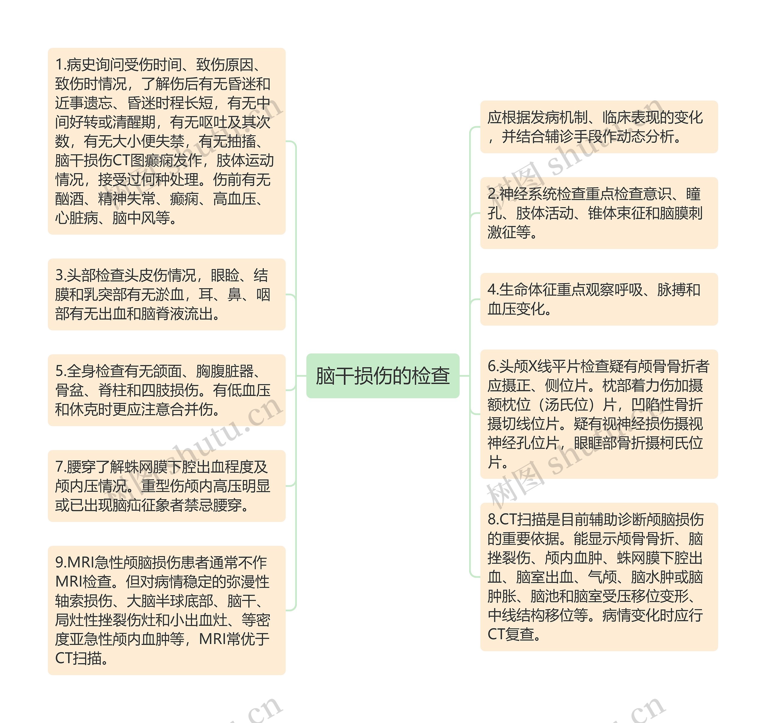 脑干损伤的检查思维导图