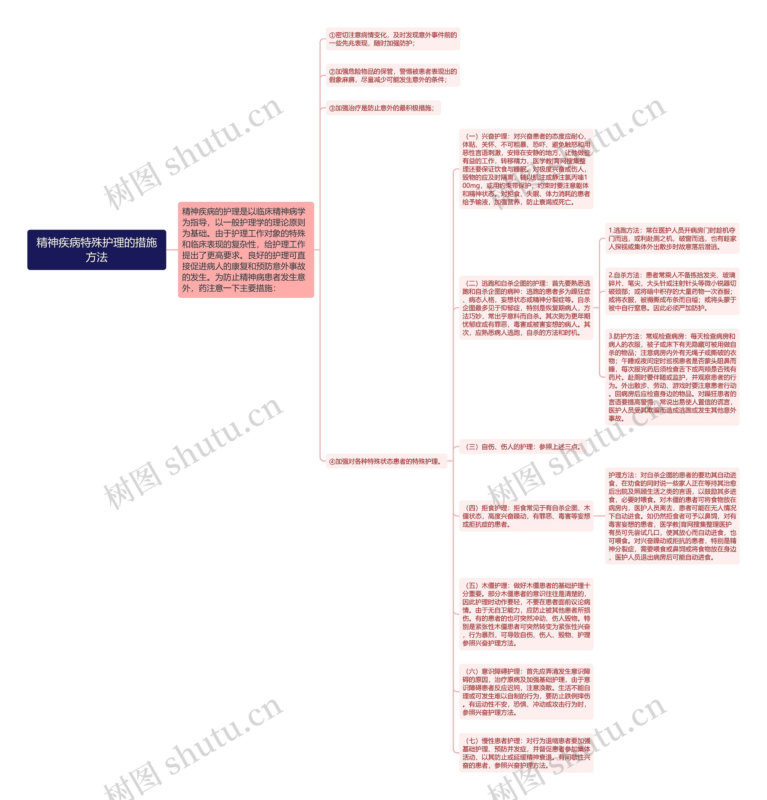 精神疾病特殊护理的措施方法思维导图