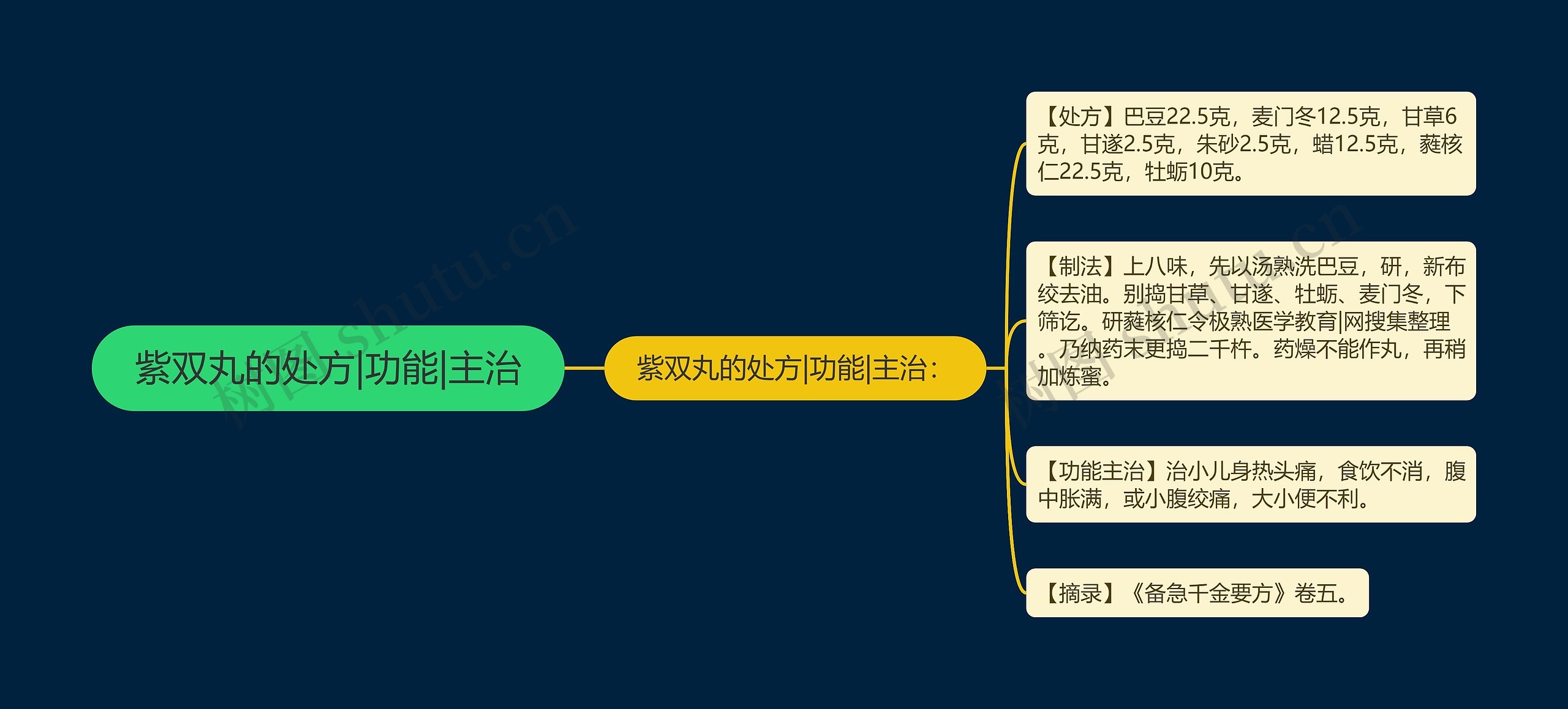 紫双丸的处方|功能|主治思维导图