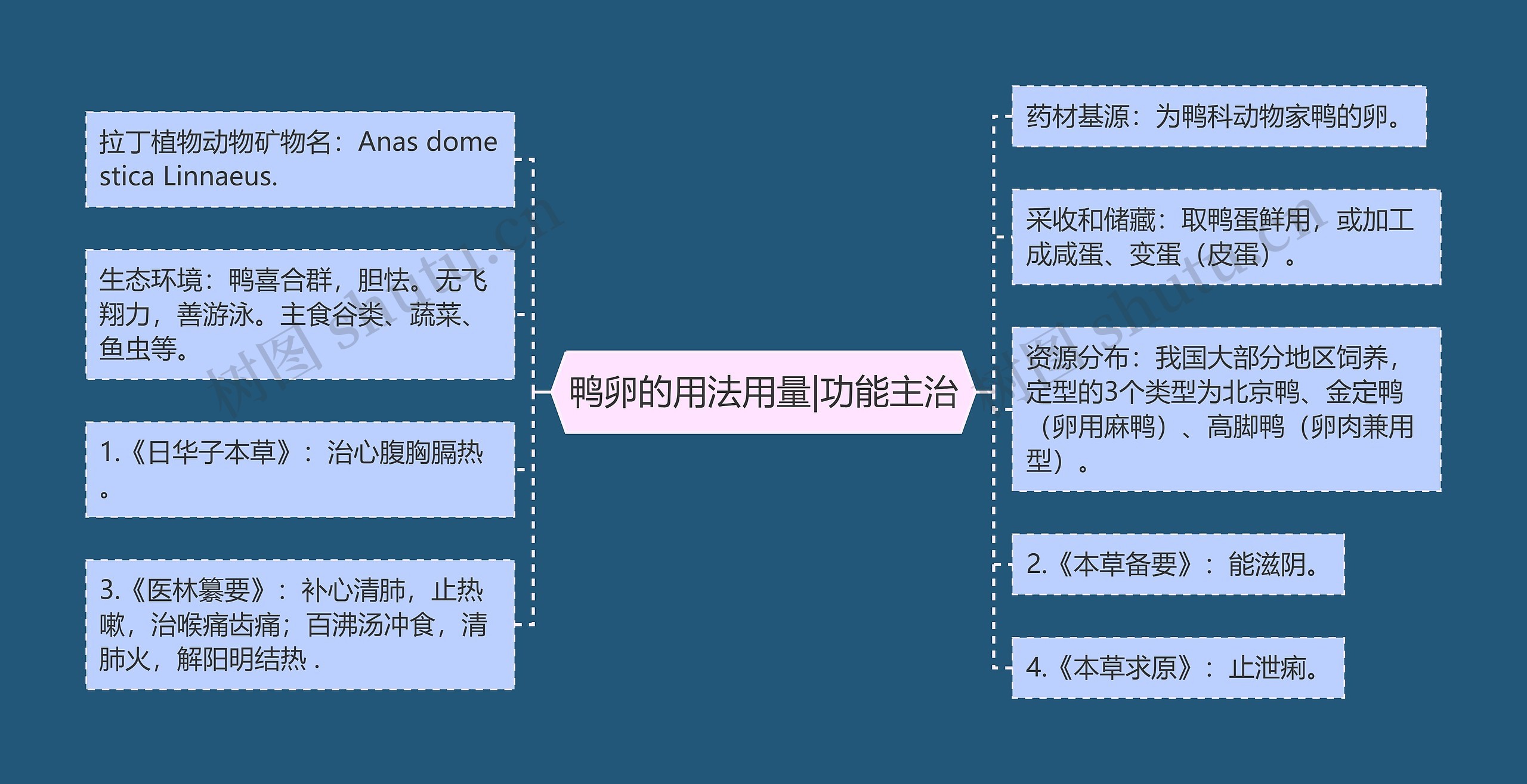 鸭卵的用法用量|功能主治思维导图