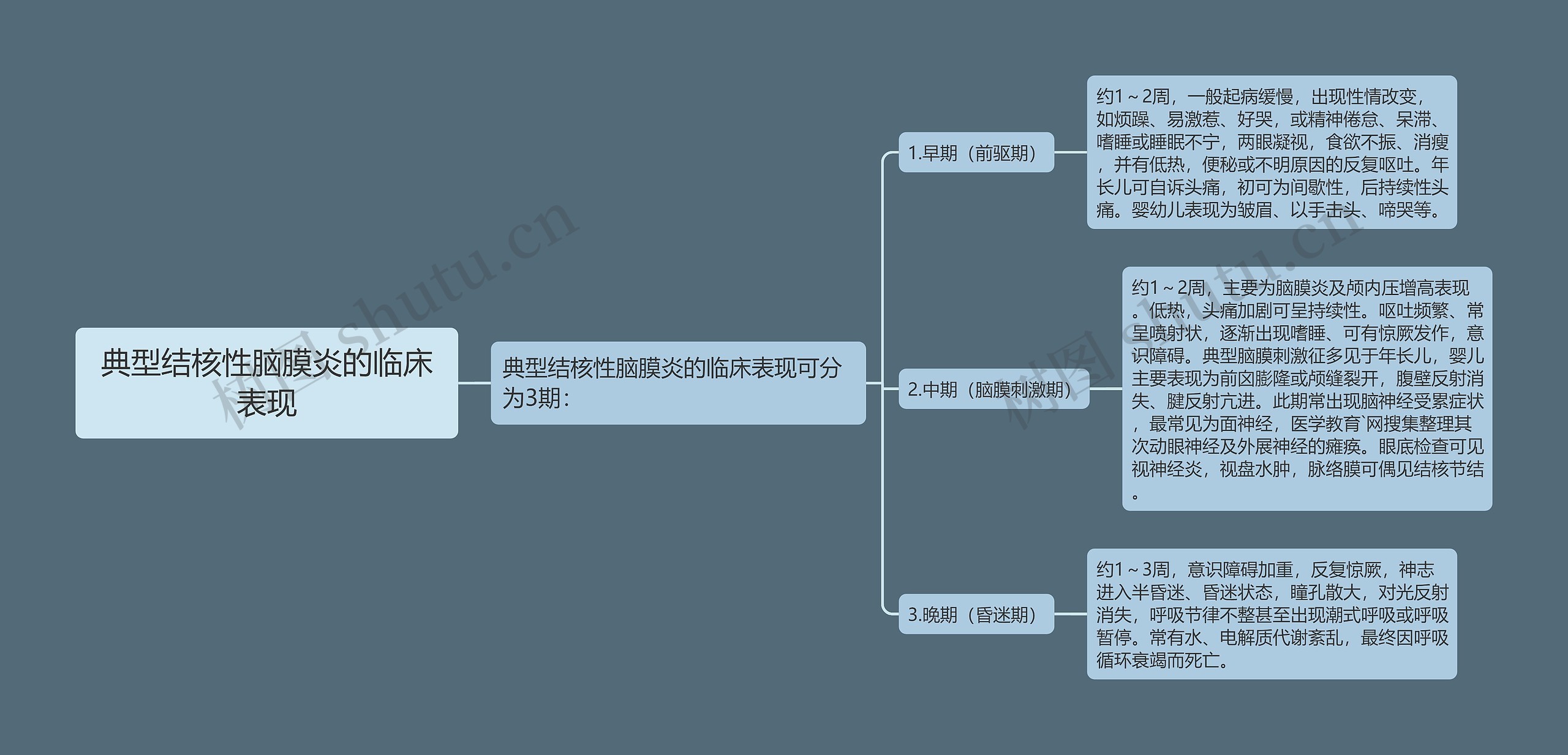 典型结核性脑膜炎的临床表现思维导图