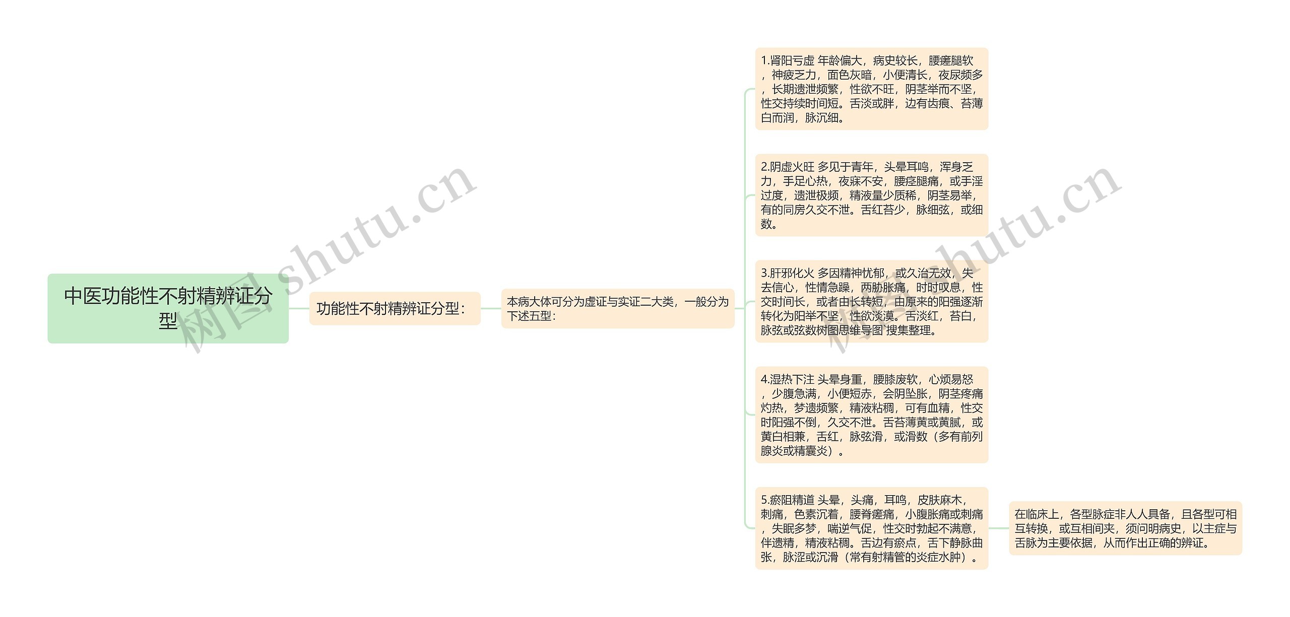 中医功能性不射精辨证分型思维导图