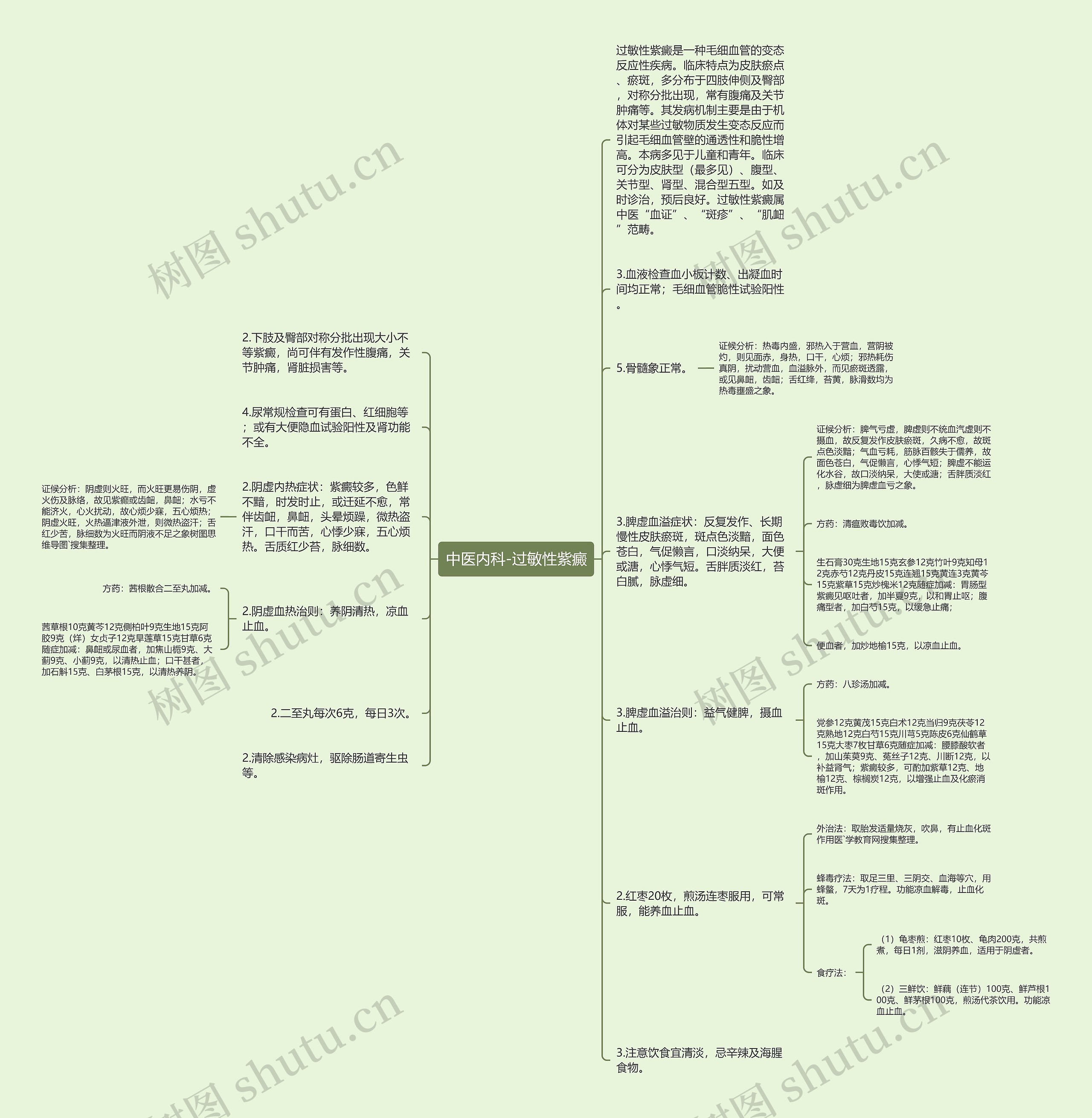 中医内科-过敏性紫癜思维导图