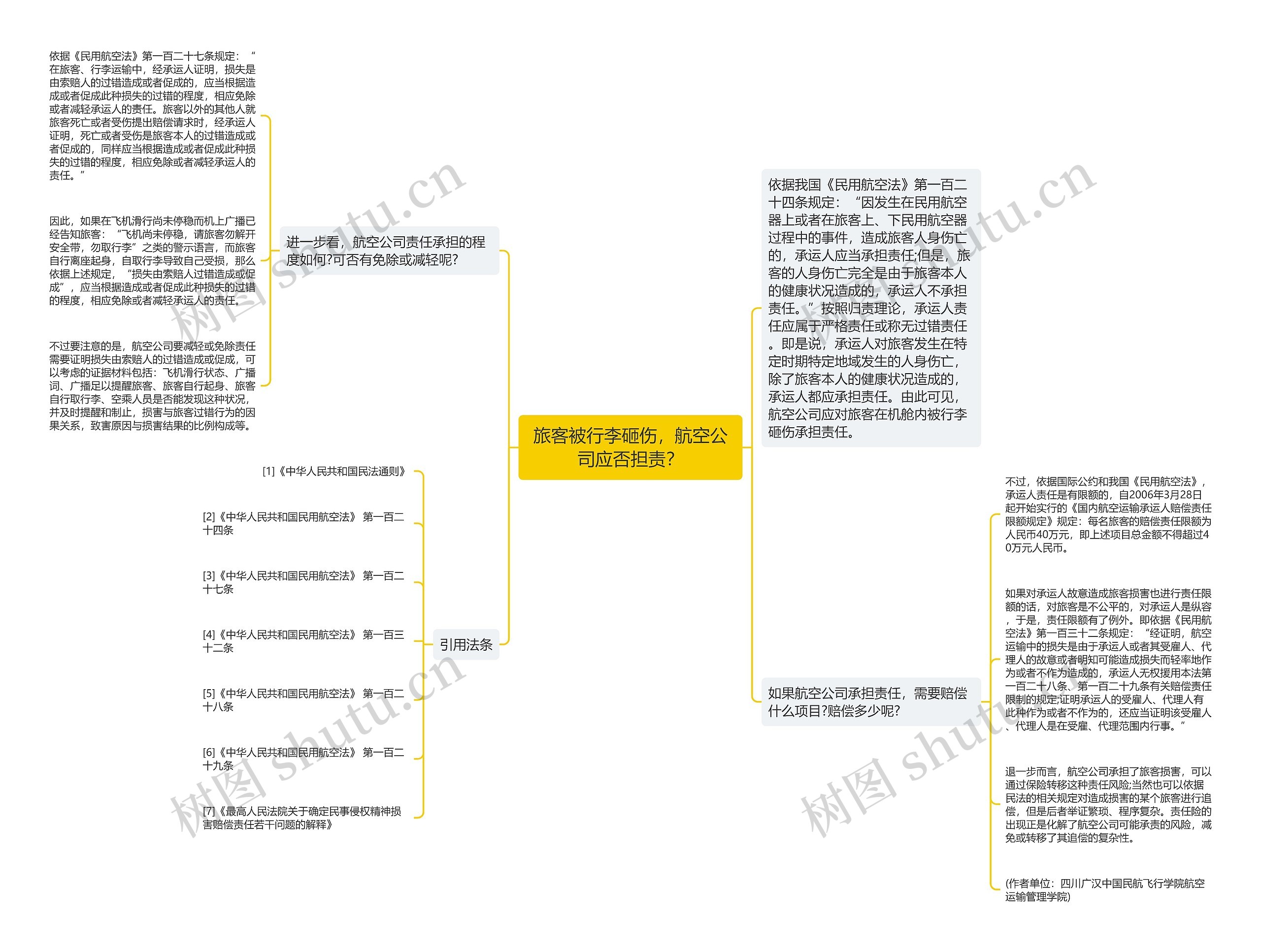 旅客被行李砸伤，航空公司应否担责？思维导图