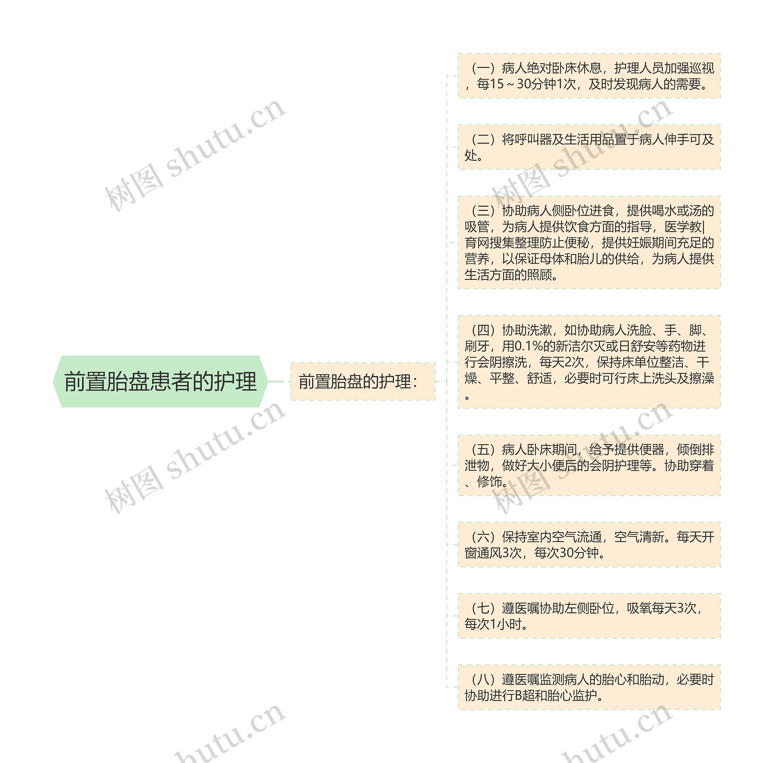 前置胎盘患者的护理思维导图