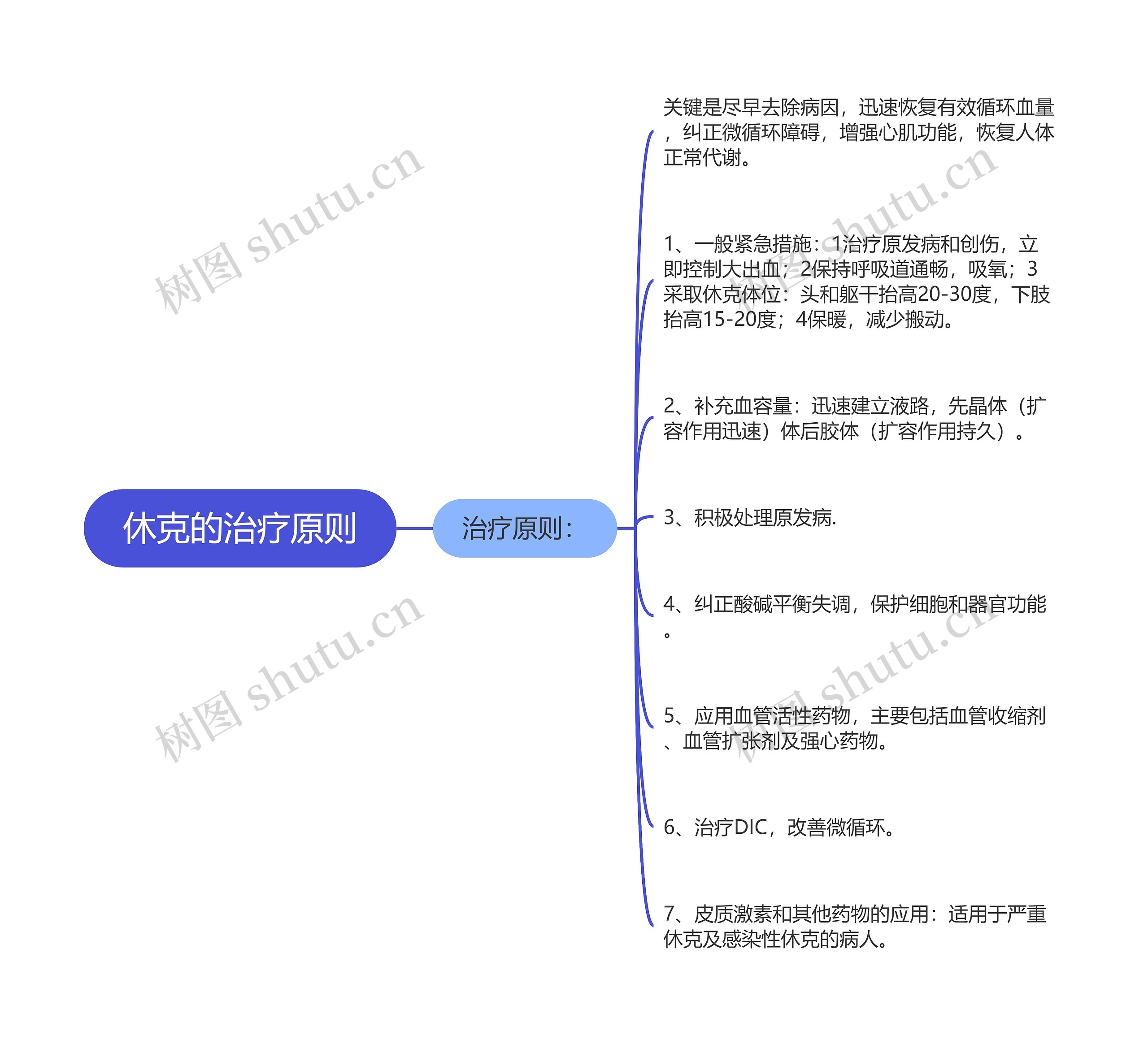 休克的治疗原则思维导图