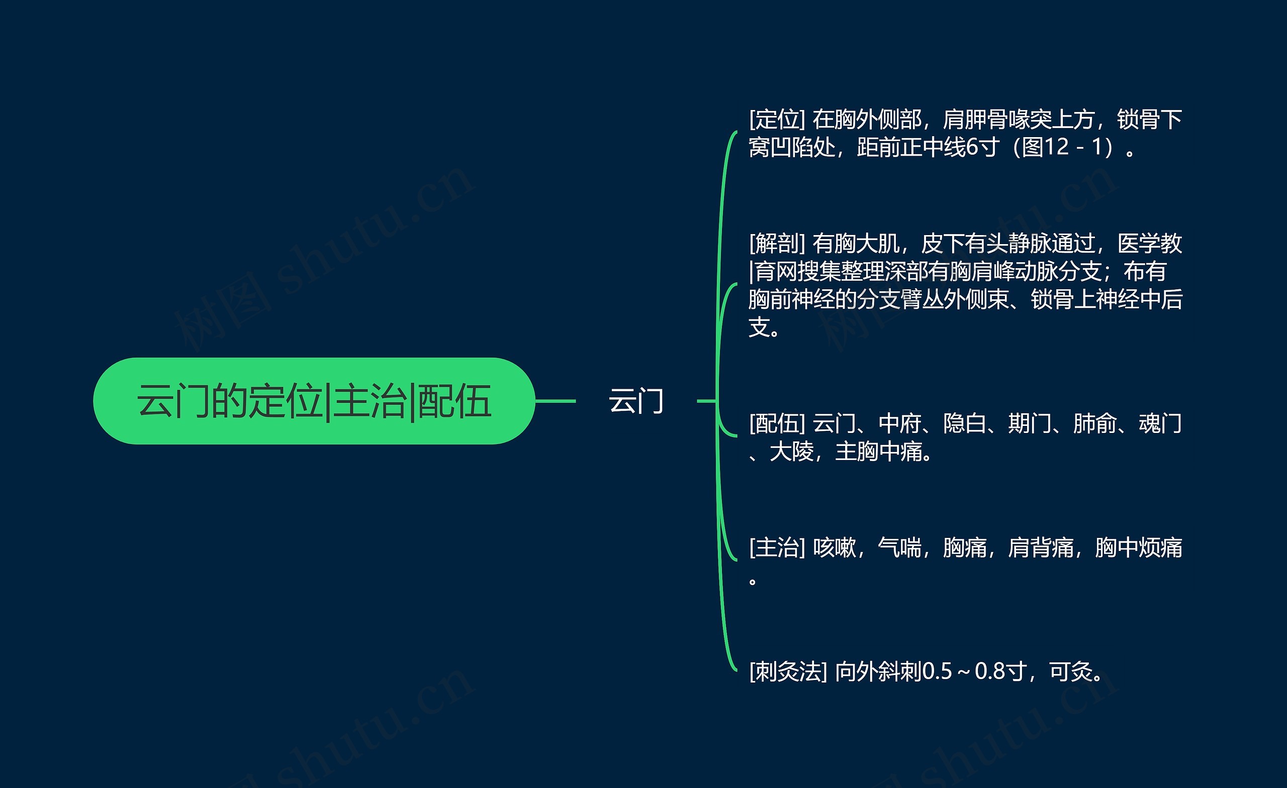 云门的定位|主治|配伍思维导图