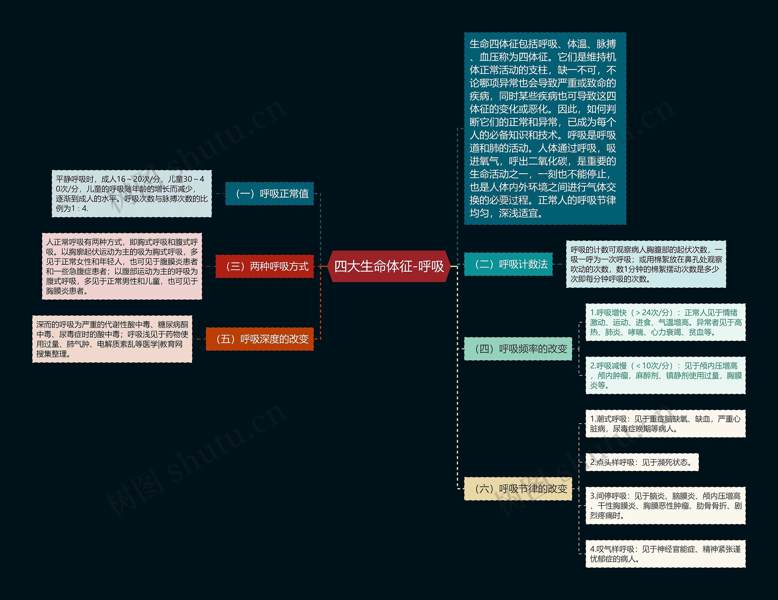 四大生命体征-呼吸思维导图