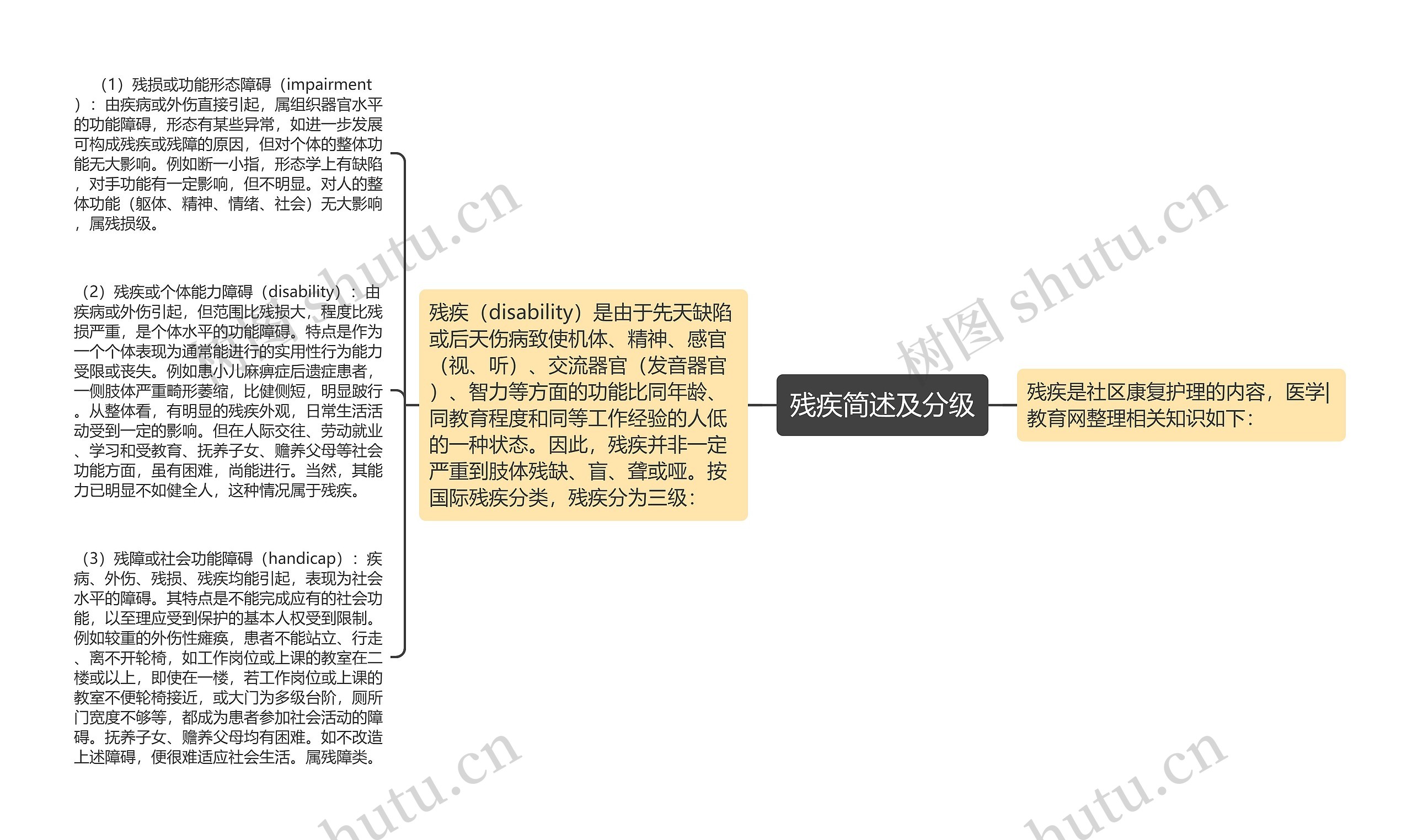 残疾简述及分级思维导图