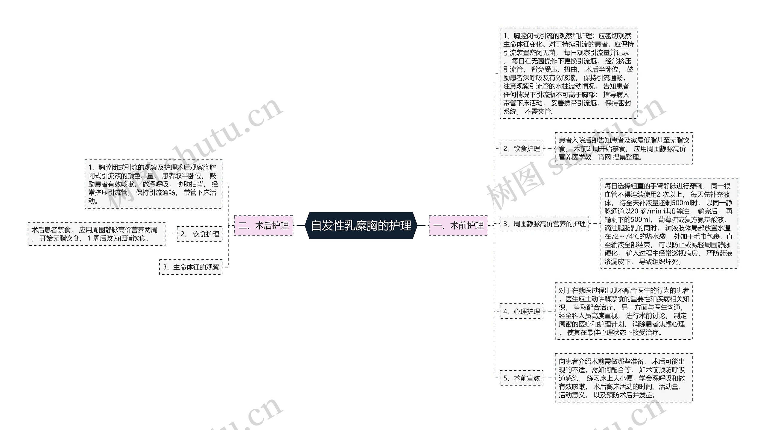 自发性乳糜胸的护理思维导图