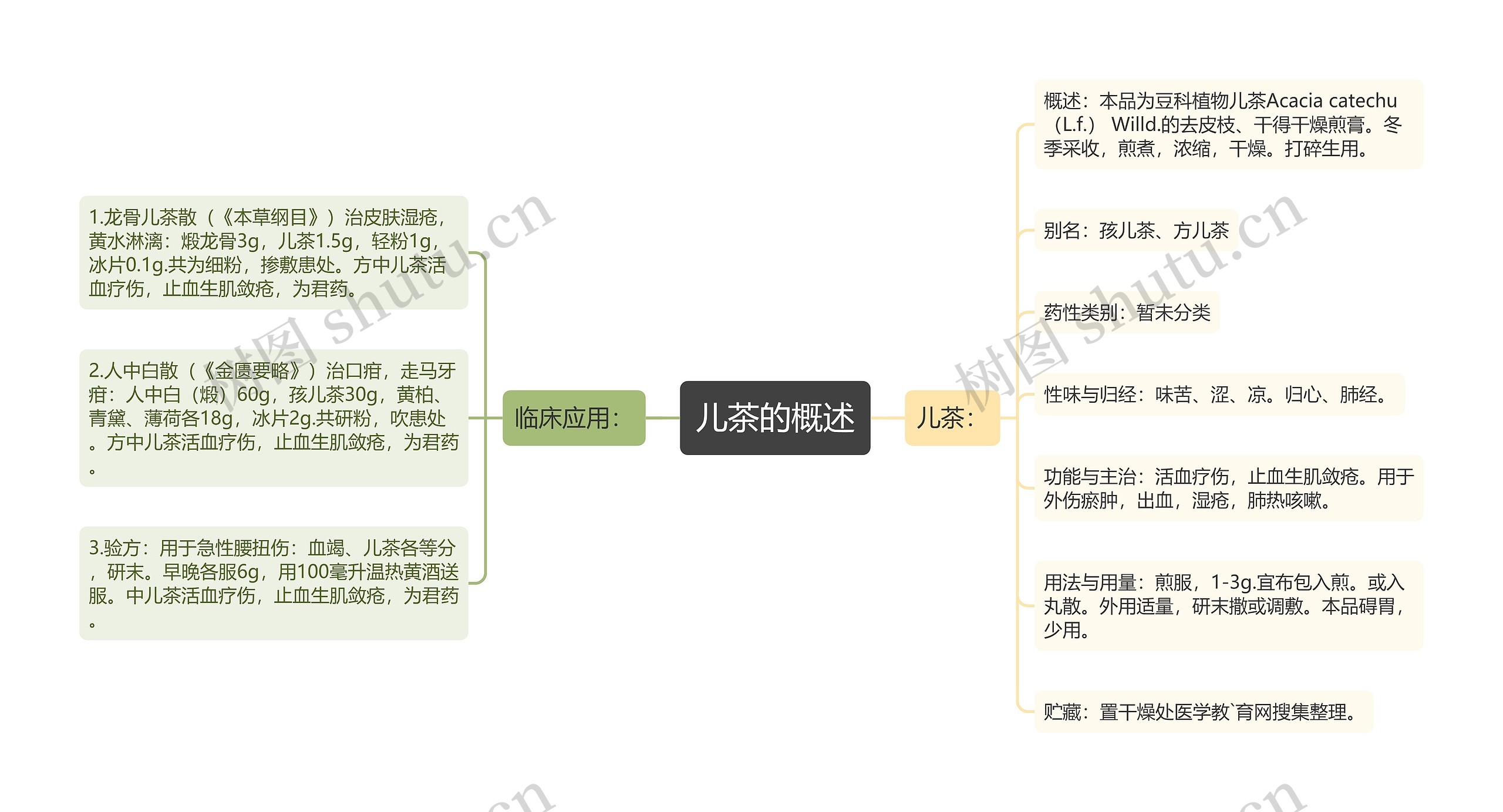 儿茶的概述思维导图