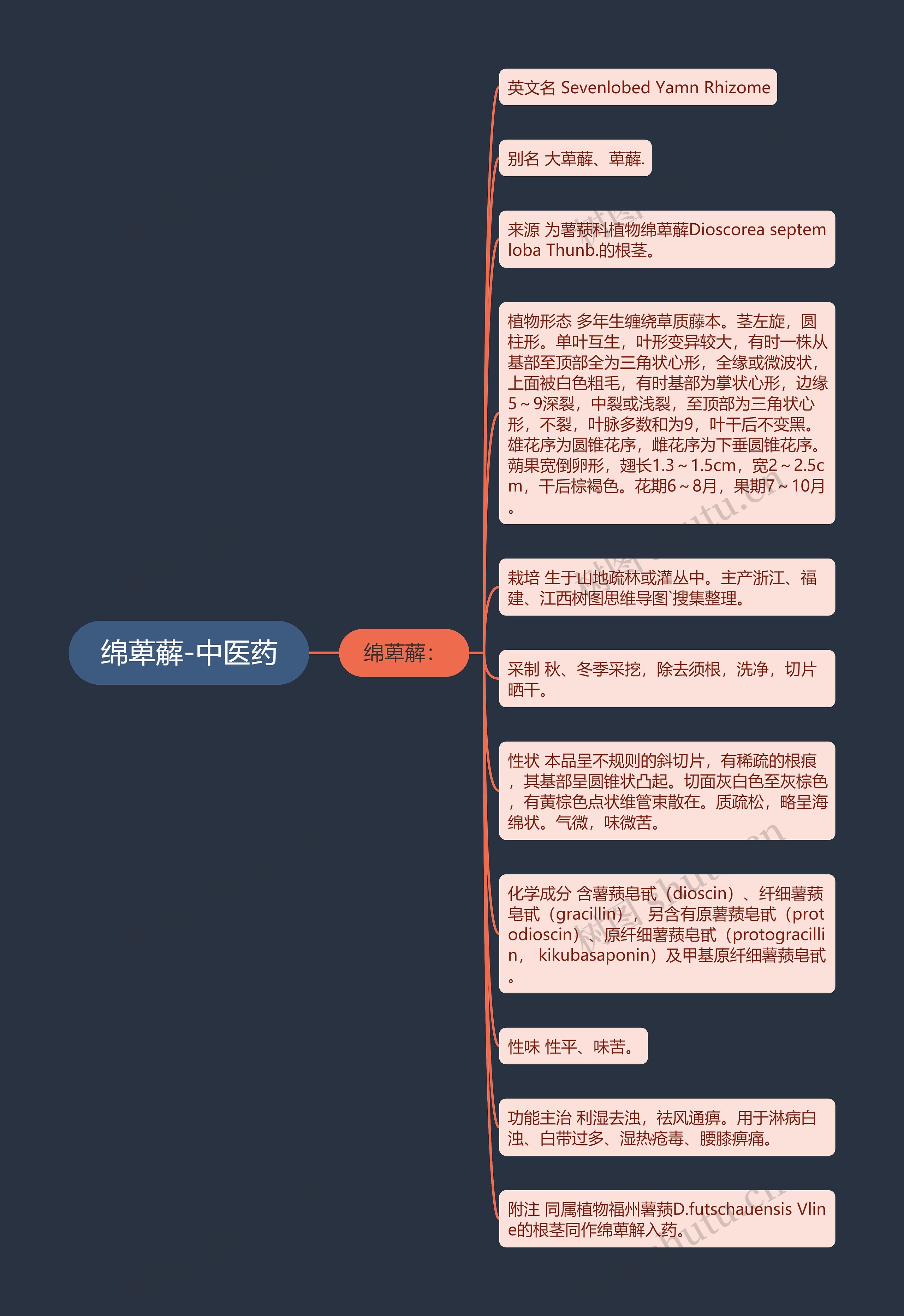 绵萆薢-中医药思维导图