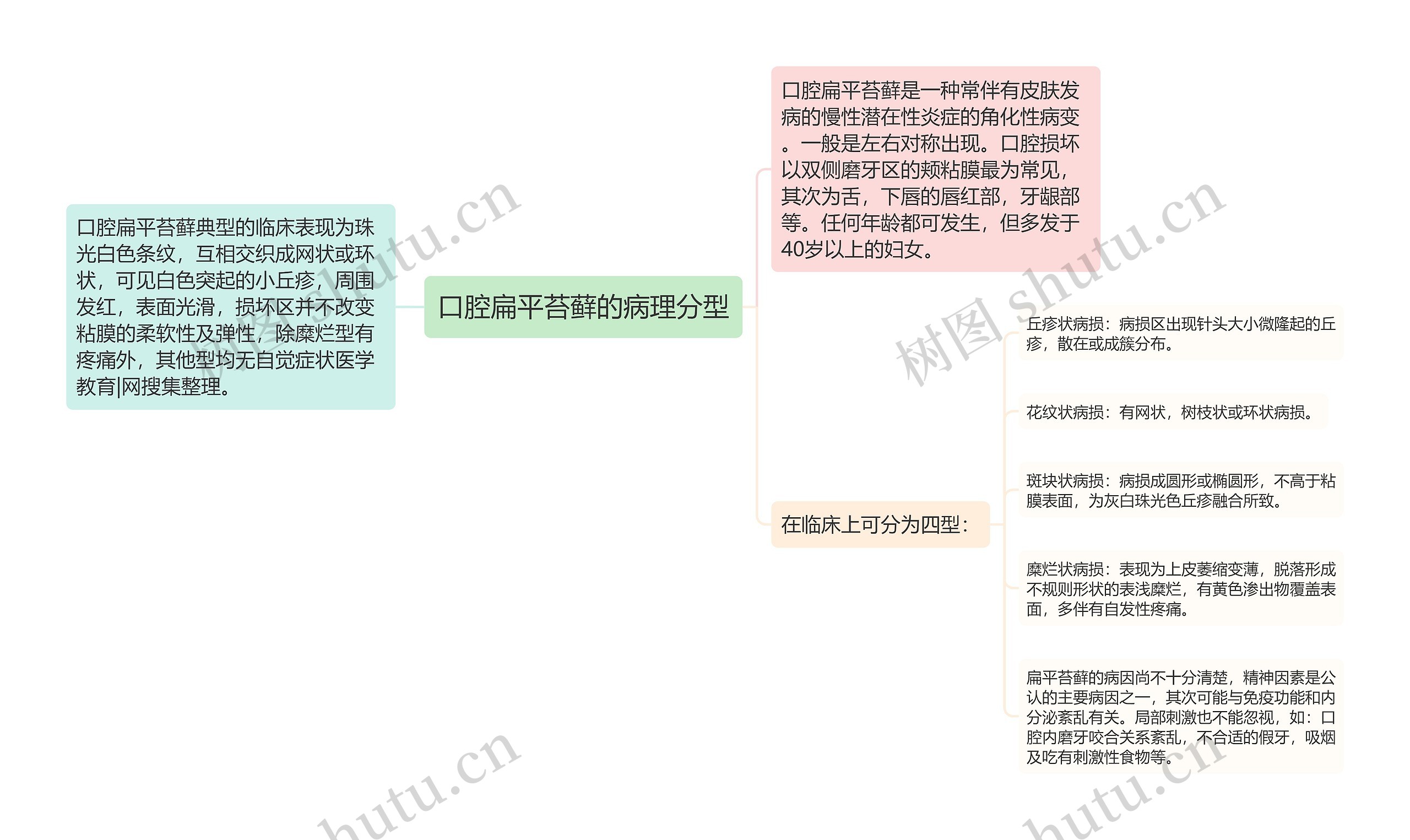 口腔扁平苔藓的病理分型思维导图