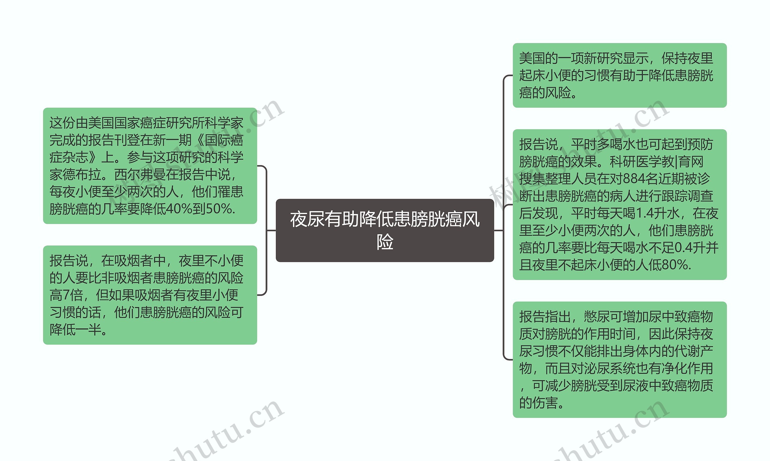 夜尿有助降低患膀胱癌风险思维导图