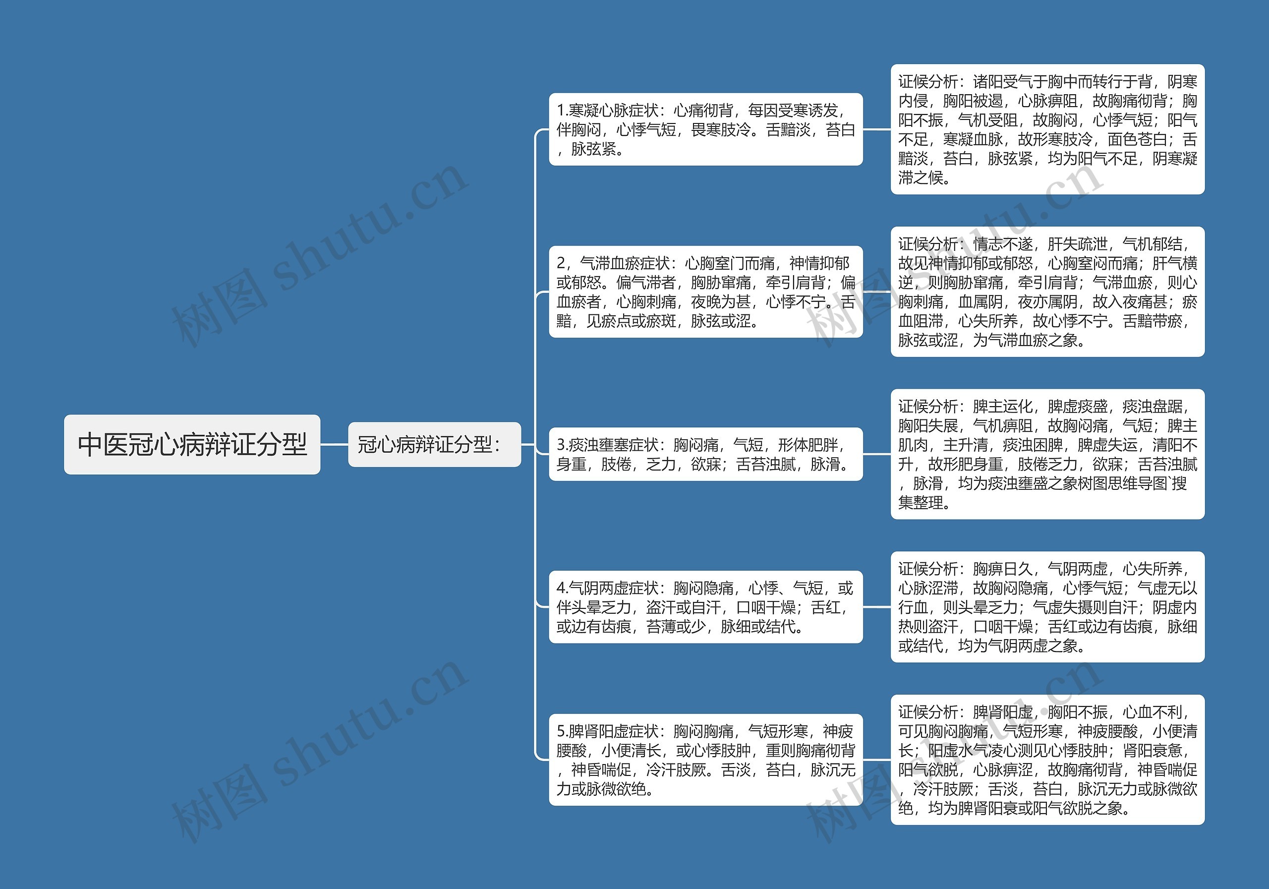 中医冠心病辩证分型思维导图