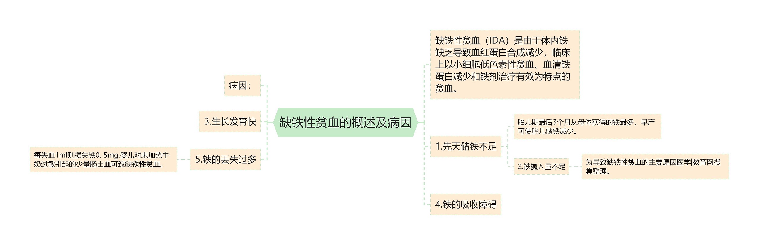 缺铁性贫血的概述及病因思维导图