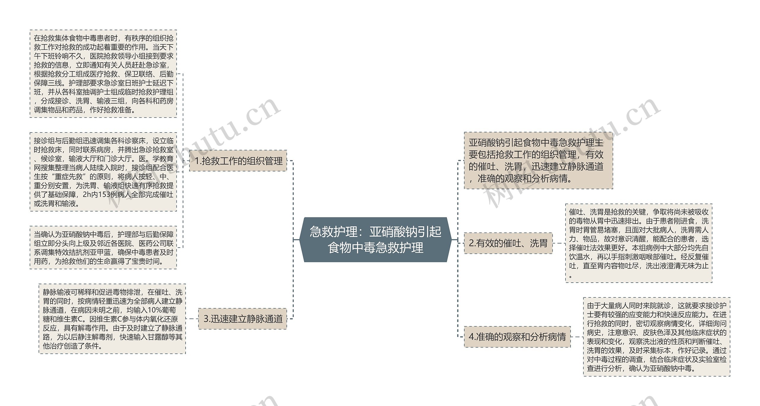 急救护理：亚硝酸钠引起食物中毒急救护理思维导图