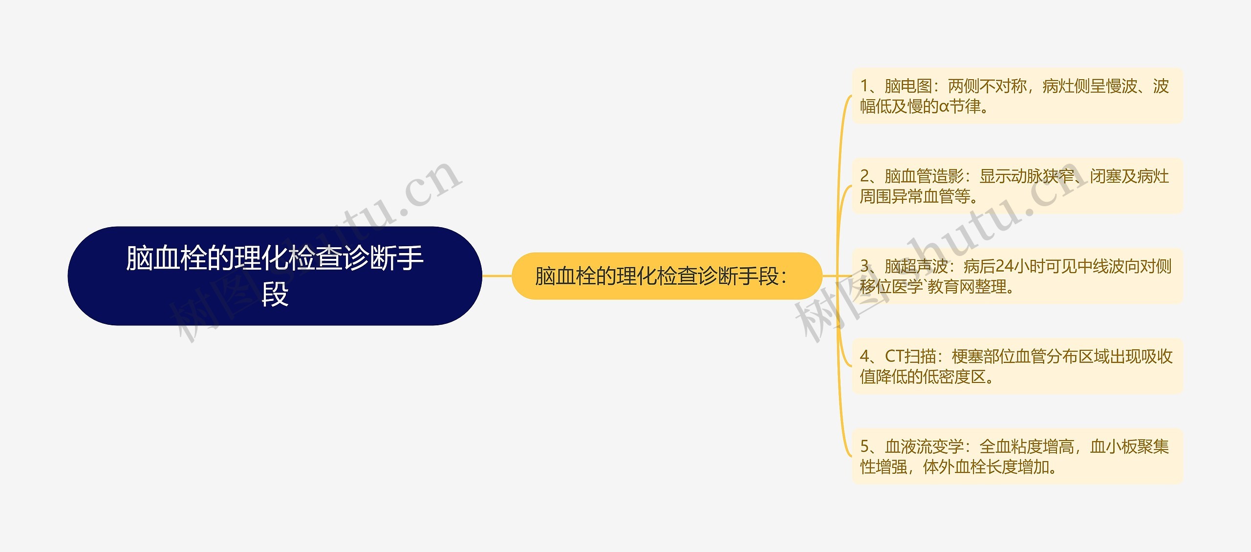 脑血栓的理化检查诊断手段思维导图