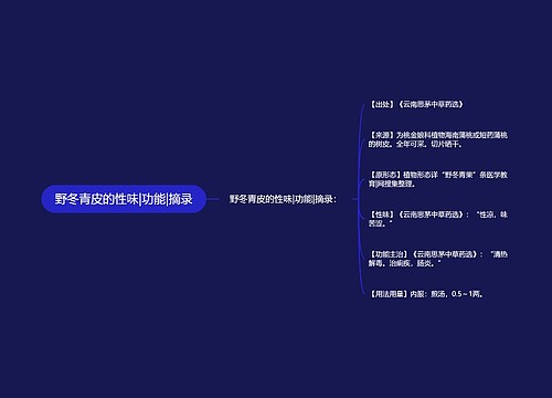野冬青皮的性味|功能|摘录