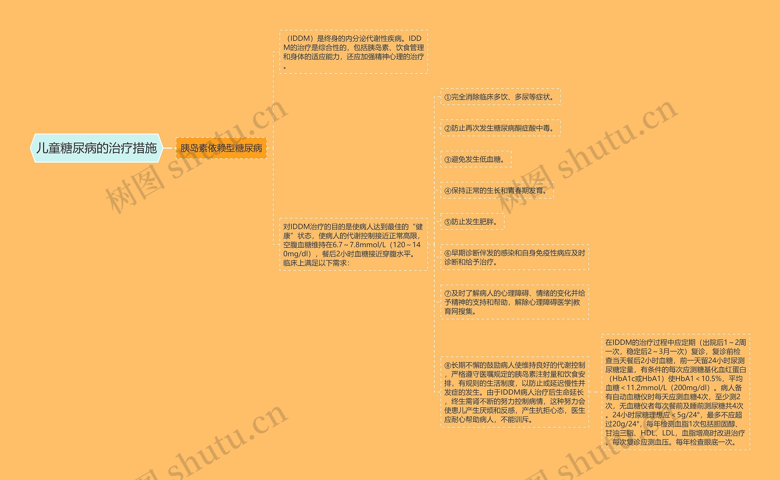 儿童糖尿病的治疗措施思维导图