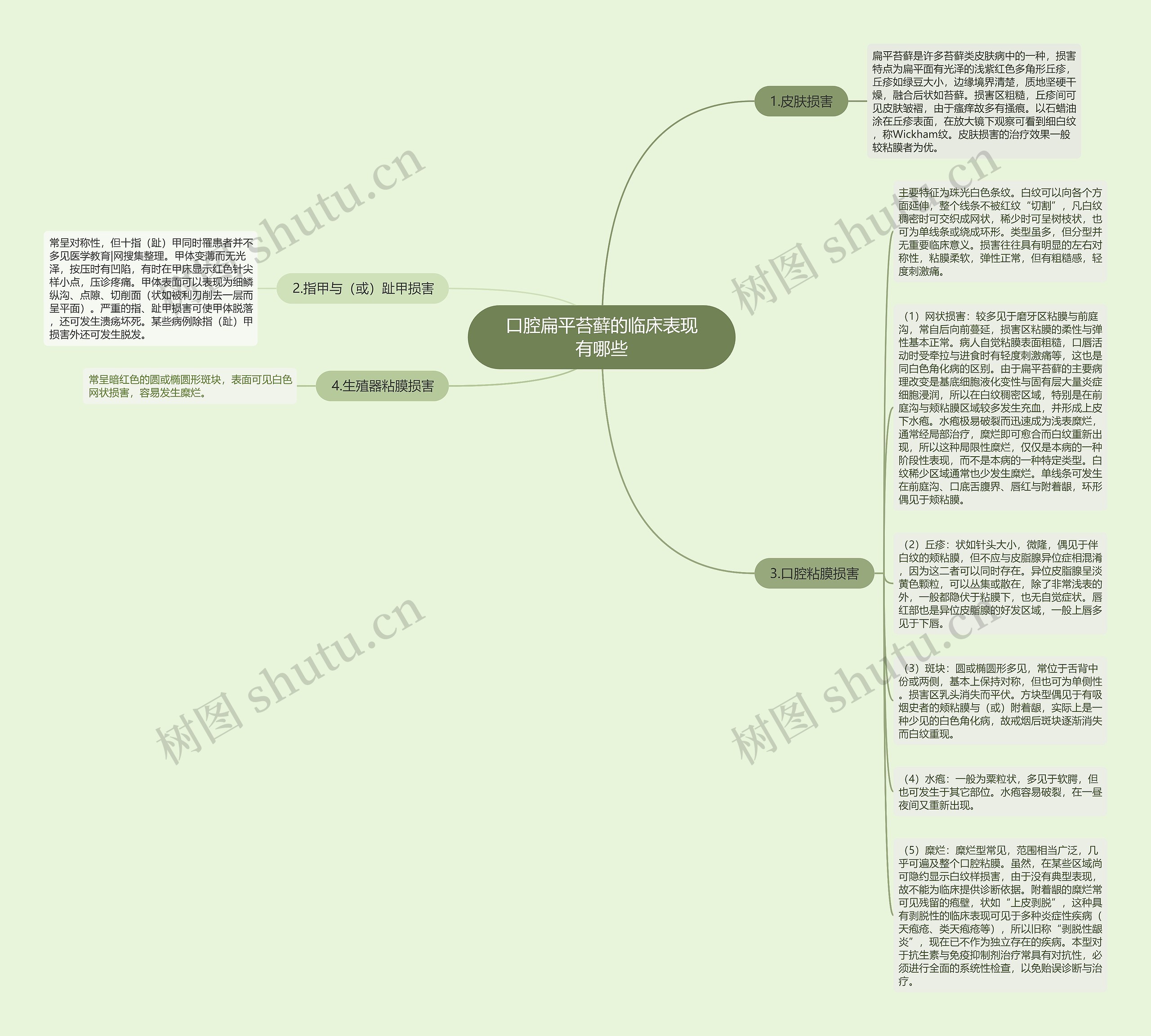 口腔扁平苔藓的临床表现有哪些思维导图