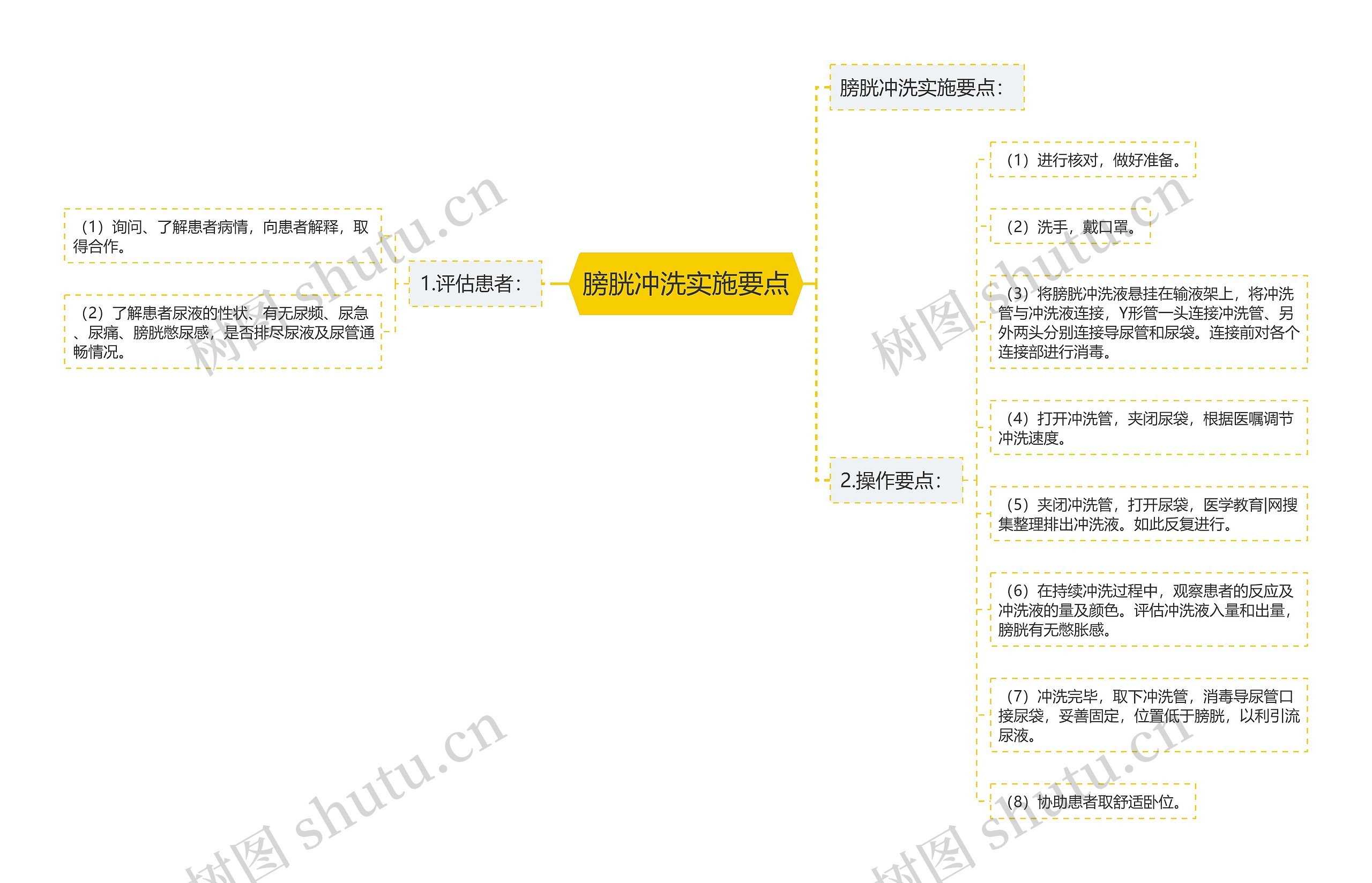 膀胱冲洗实施要点思维导图