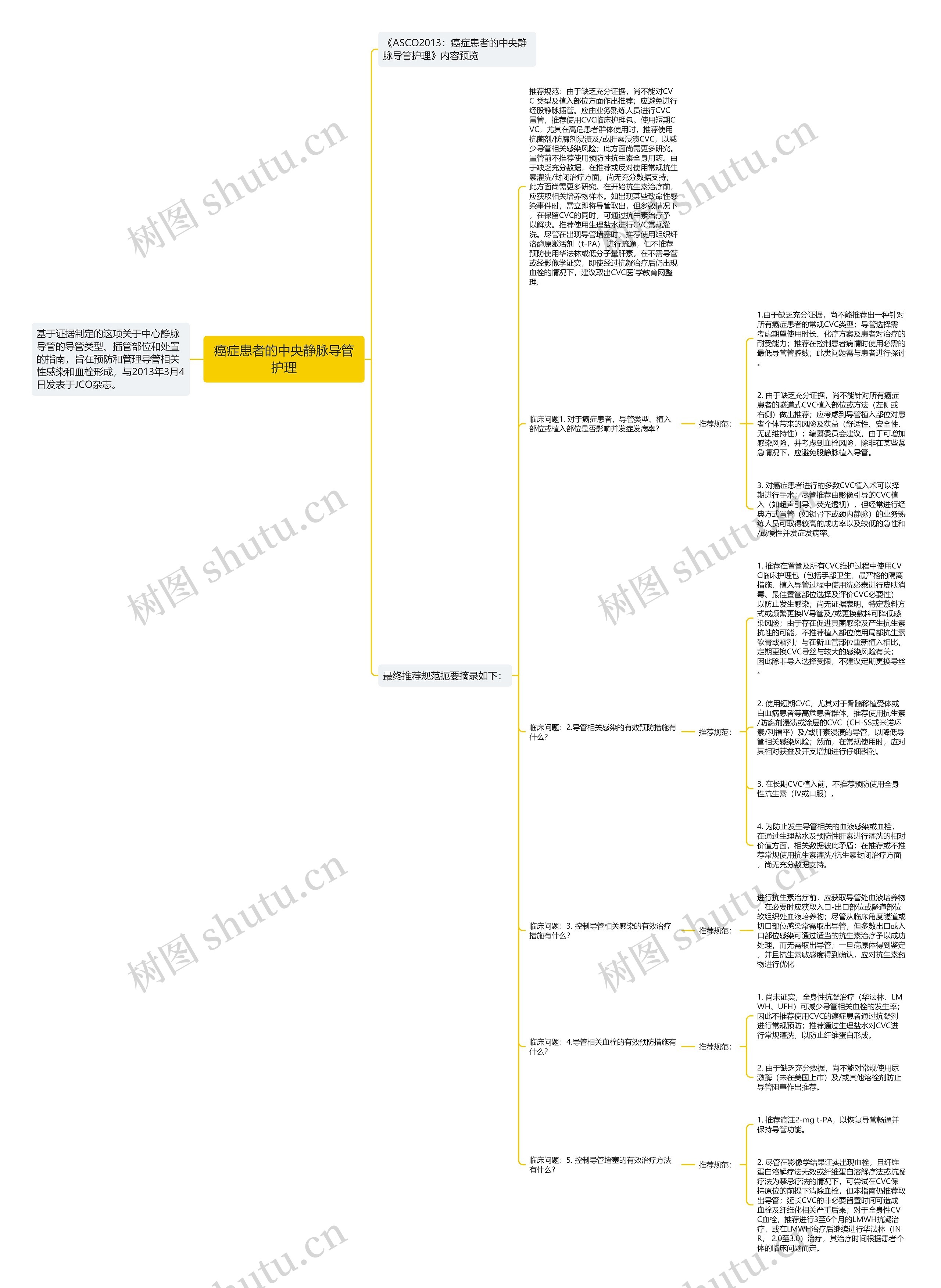 癌症患者的中央静脉导管护理思维导图