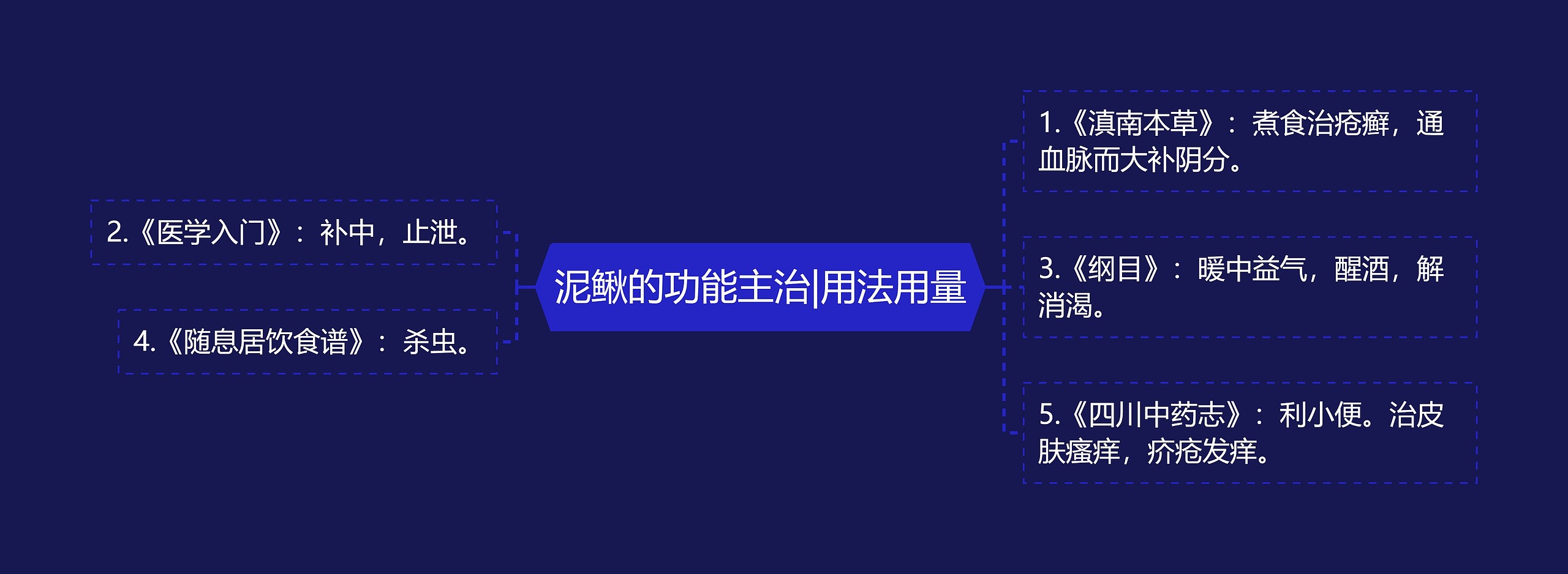 泥鳅的功能主治|用法用量思维导图