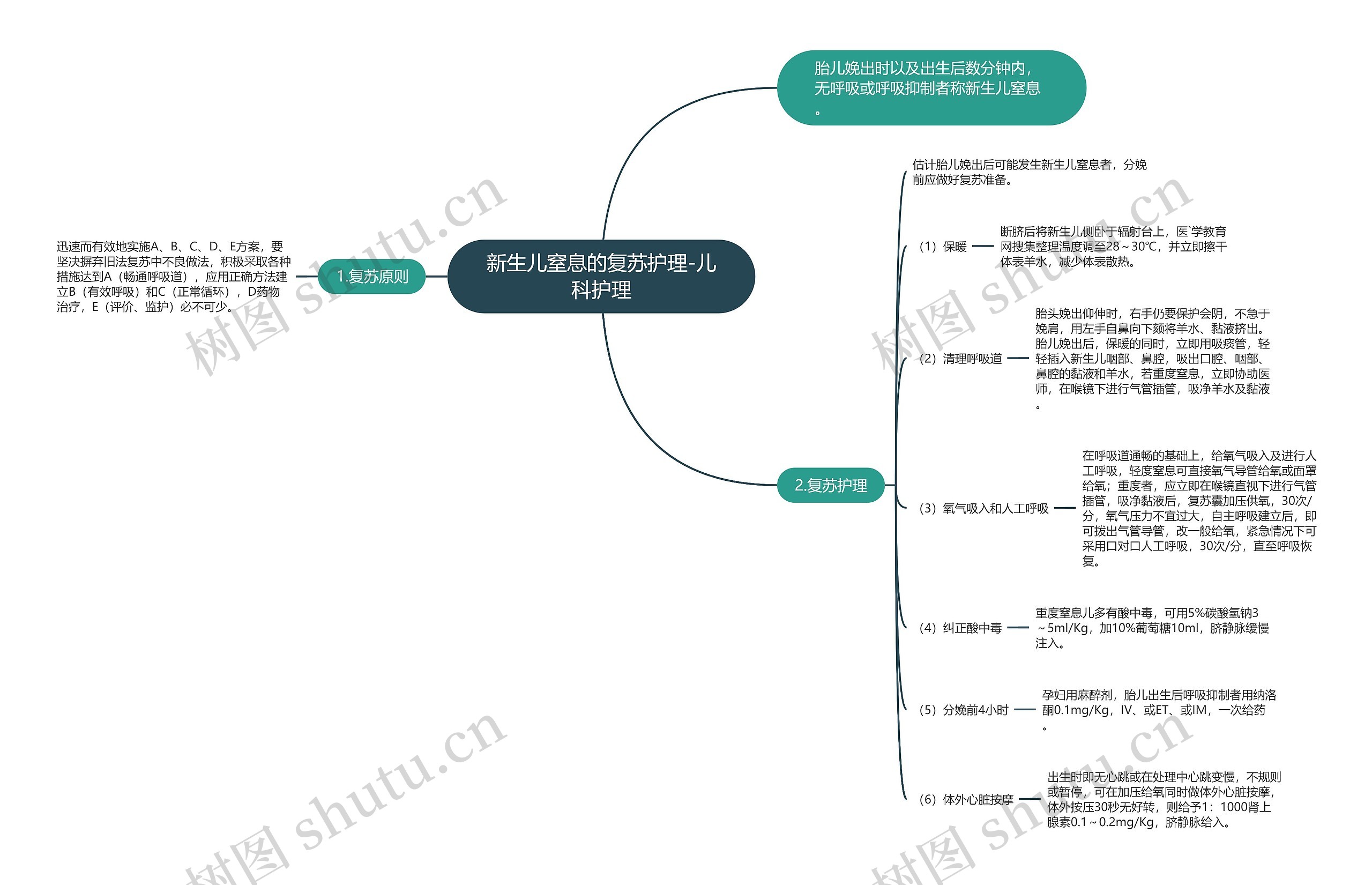 新生儿窒息的复苏护理-儿科护理思维导图