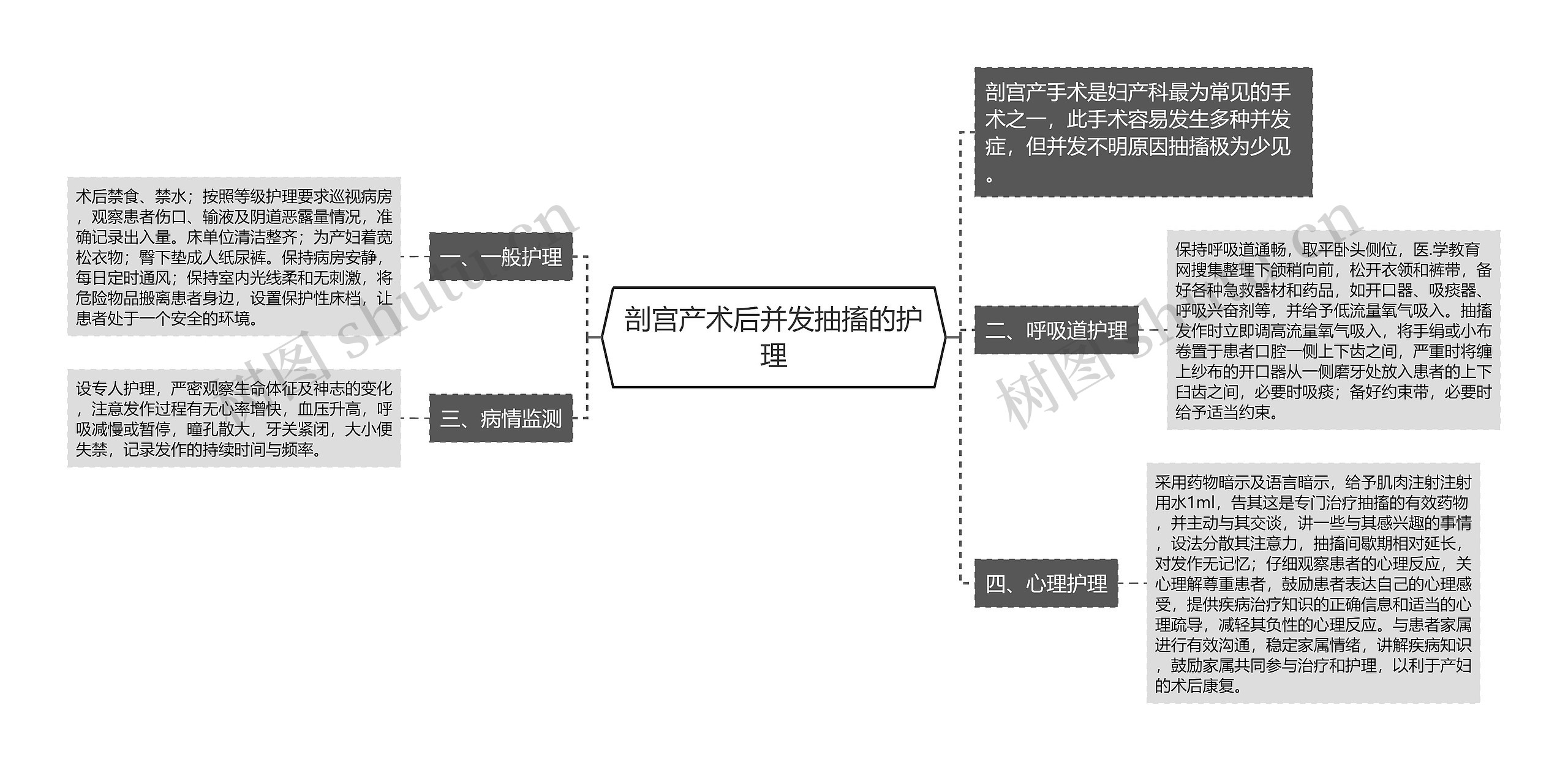 剖宫产术后并发抽搐的护理思维导图